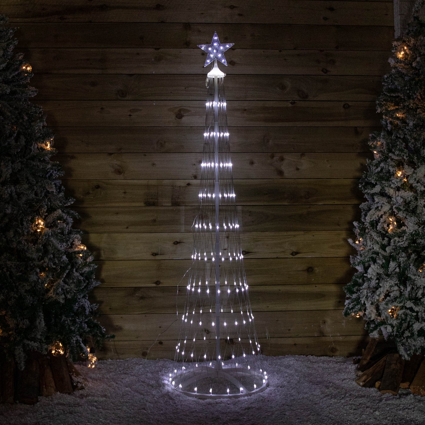 1.8m Light up Christmas Cone Tree with 220 White LEDs and Timer Function