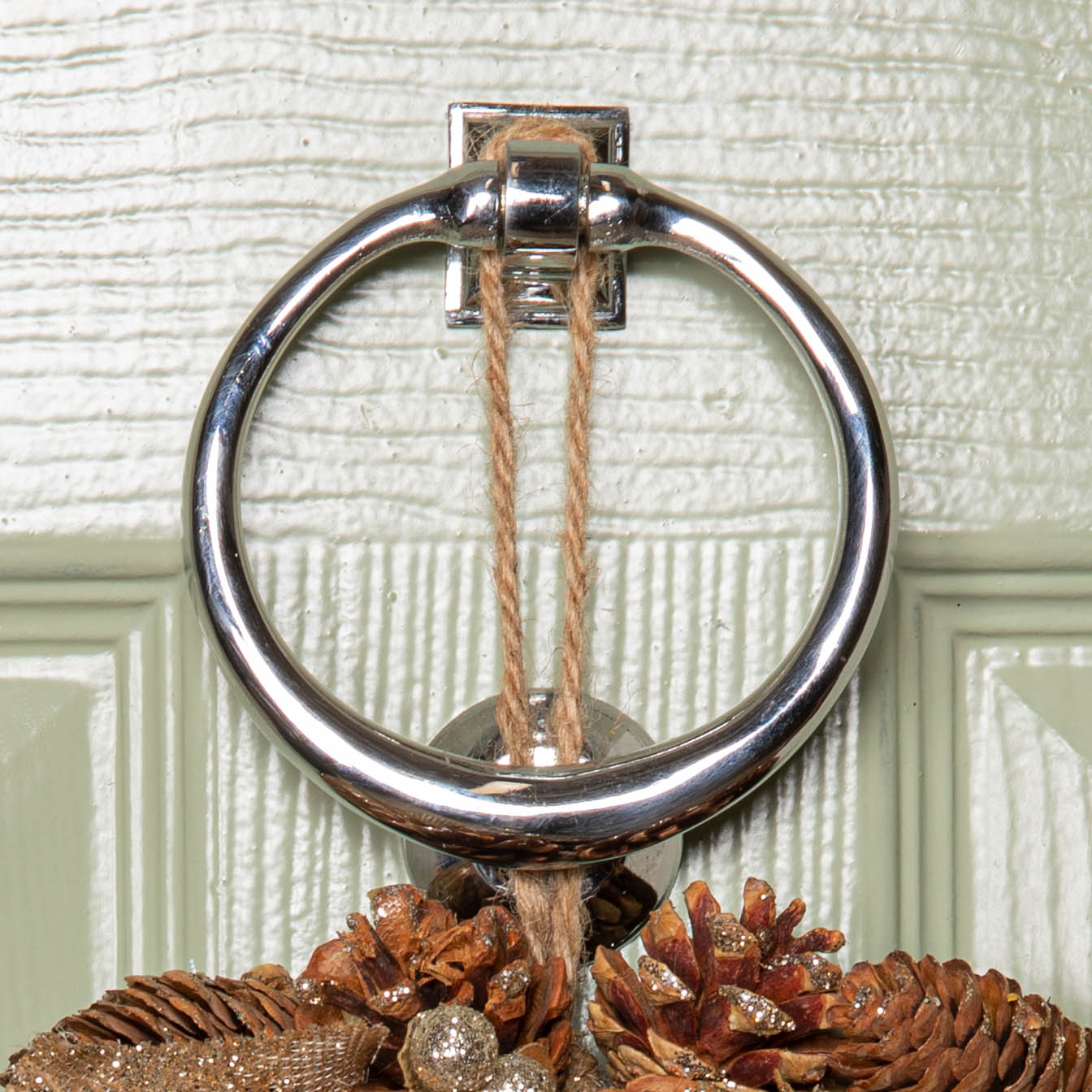 30cm Hanging Christmas Gold Fest Wreath with Pinecones and Gold Berries