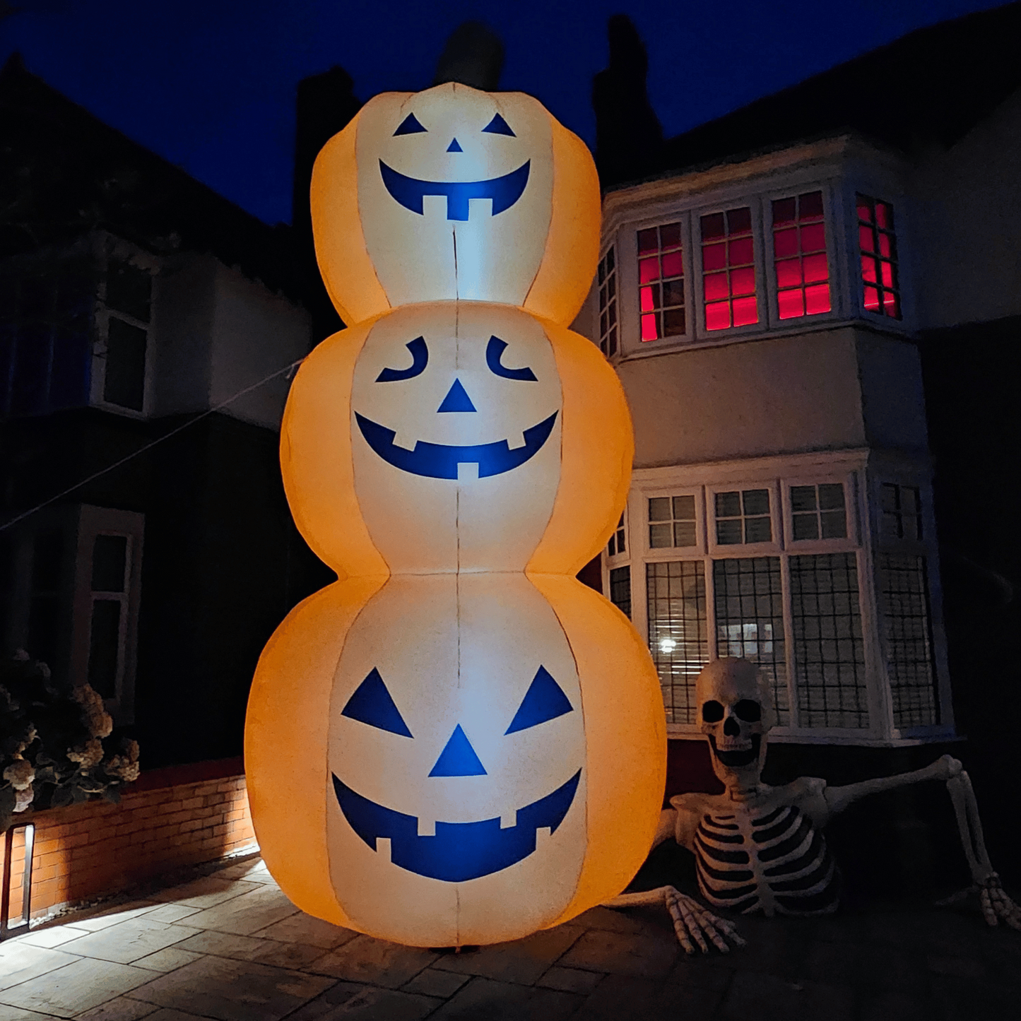 Giant: 20ft (6m) Inflatable Light up Halloween Stacked Pumpkin Decoration with 28 LEDs