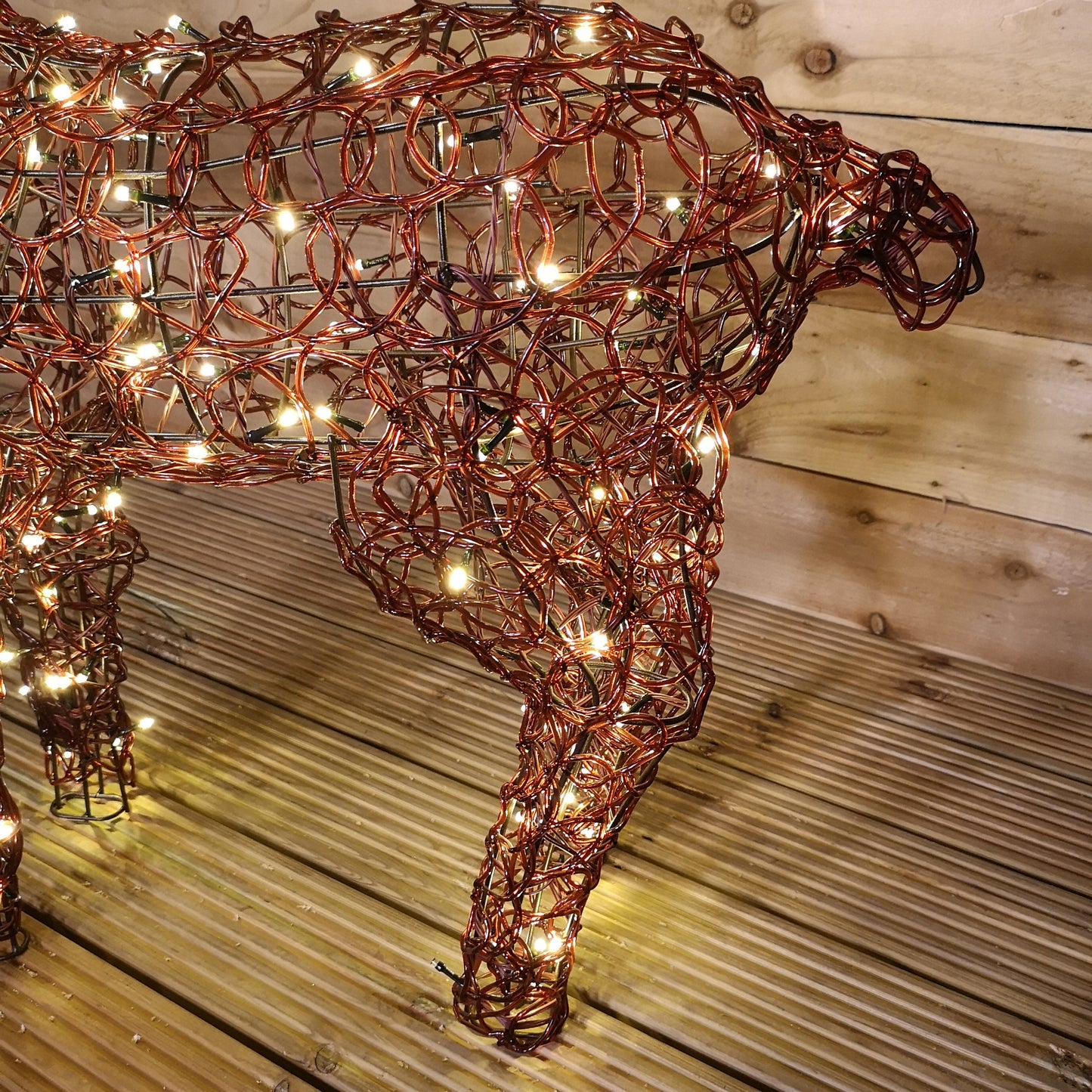 1.2m Flashing Warm White 200 LED Reindeer Outdoor Christmas Light Up Decorations