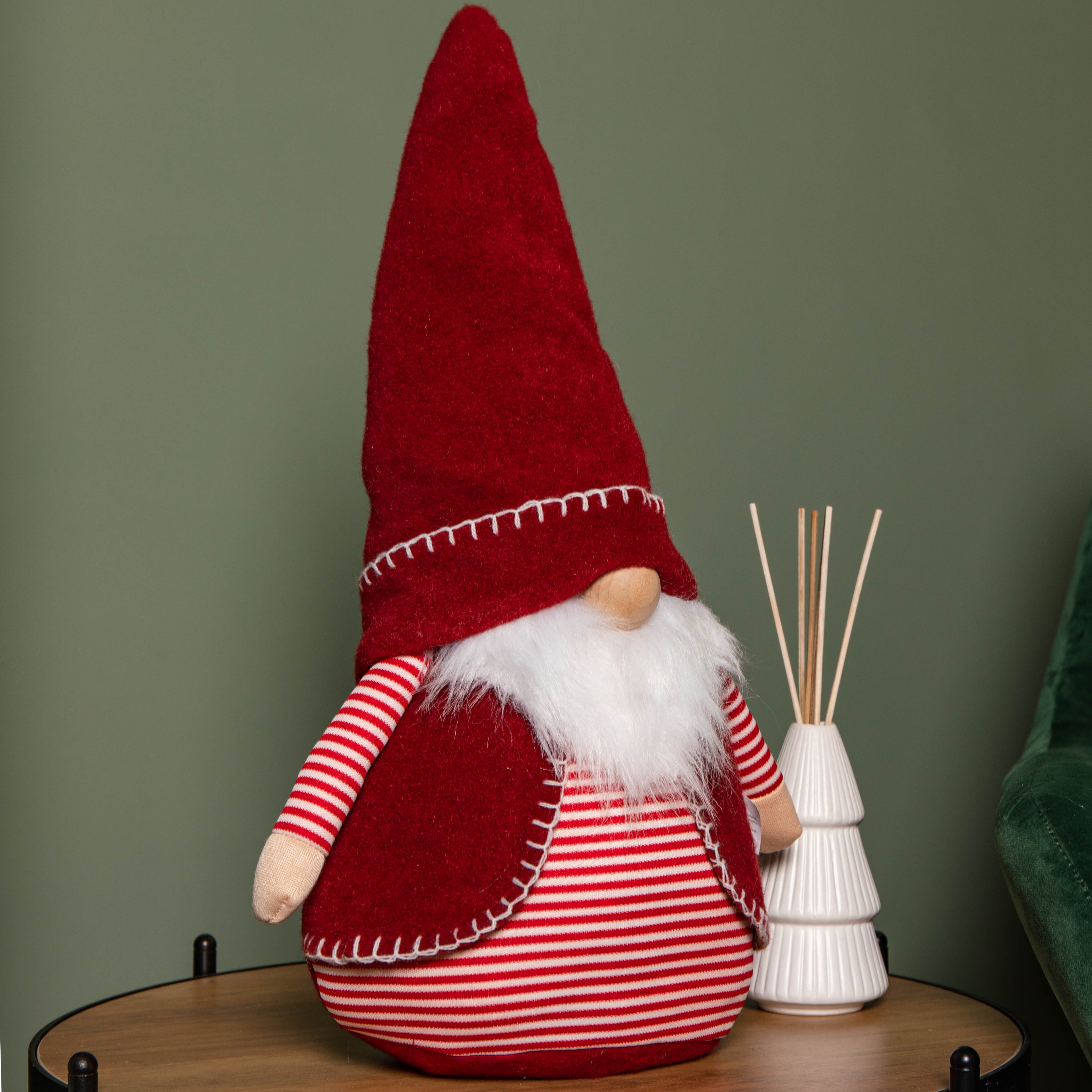 45cm Red and White Stripe Sitting Christmas Gonk Decoration