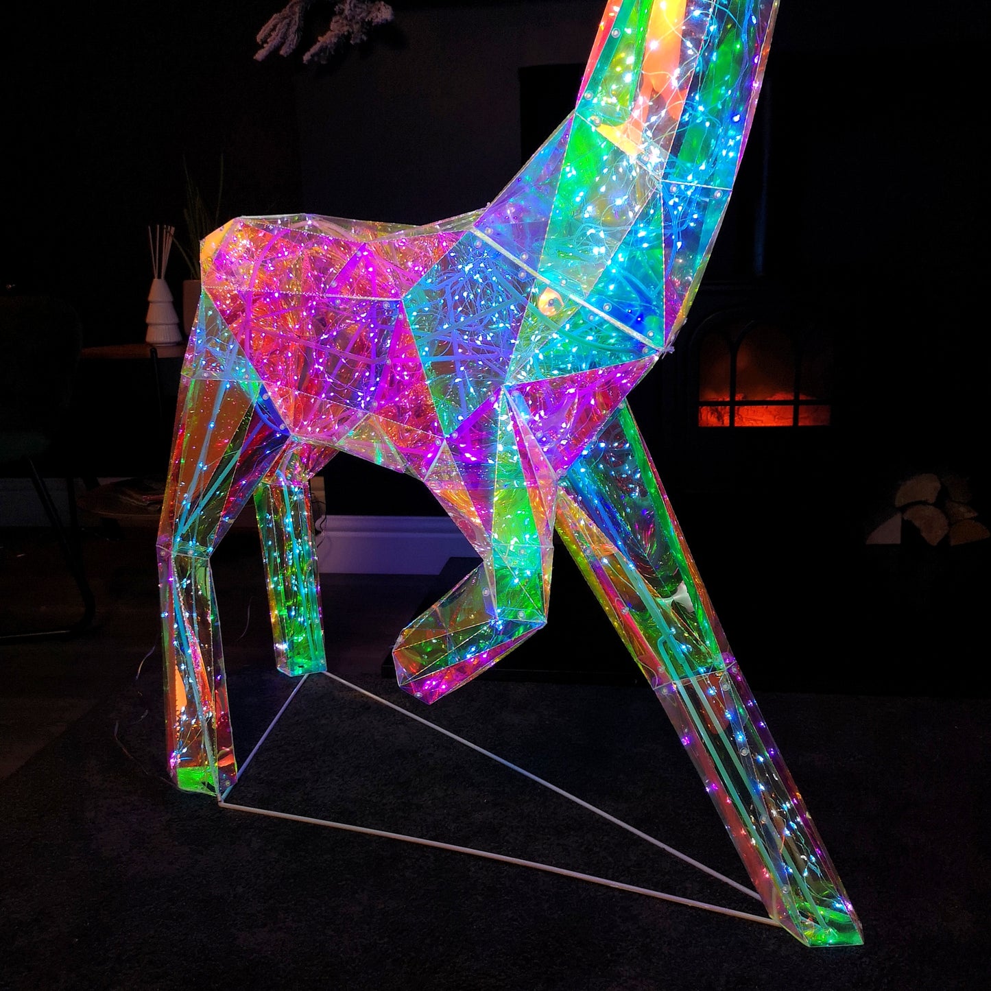 1.4m Light up Standing Iridescent Dream Christmas Stag with 600 White LEDs