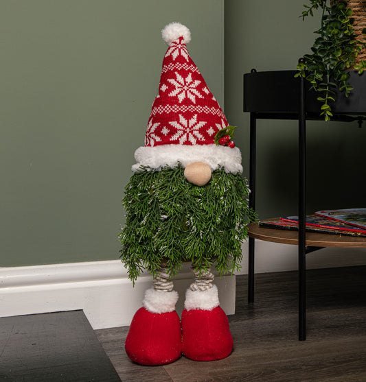 76cm Red and White Christmas Tree Standing Gonk with Snowflake Hat and Extendable Legs