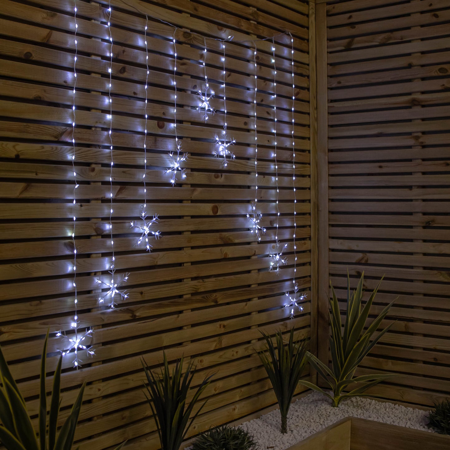 1.2m x 1.2m FlexiBrights Christmas Snowflake Curtain Lights with 267 White LEDs