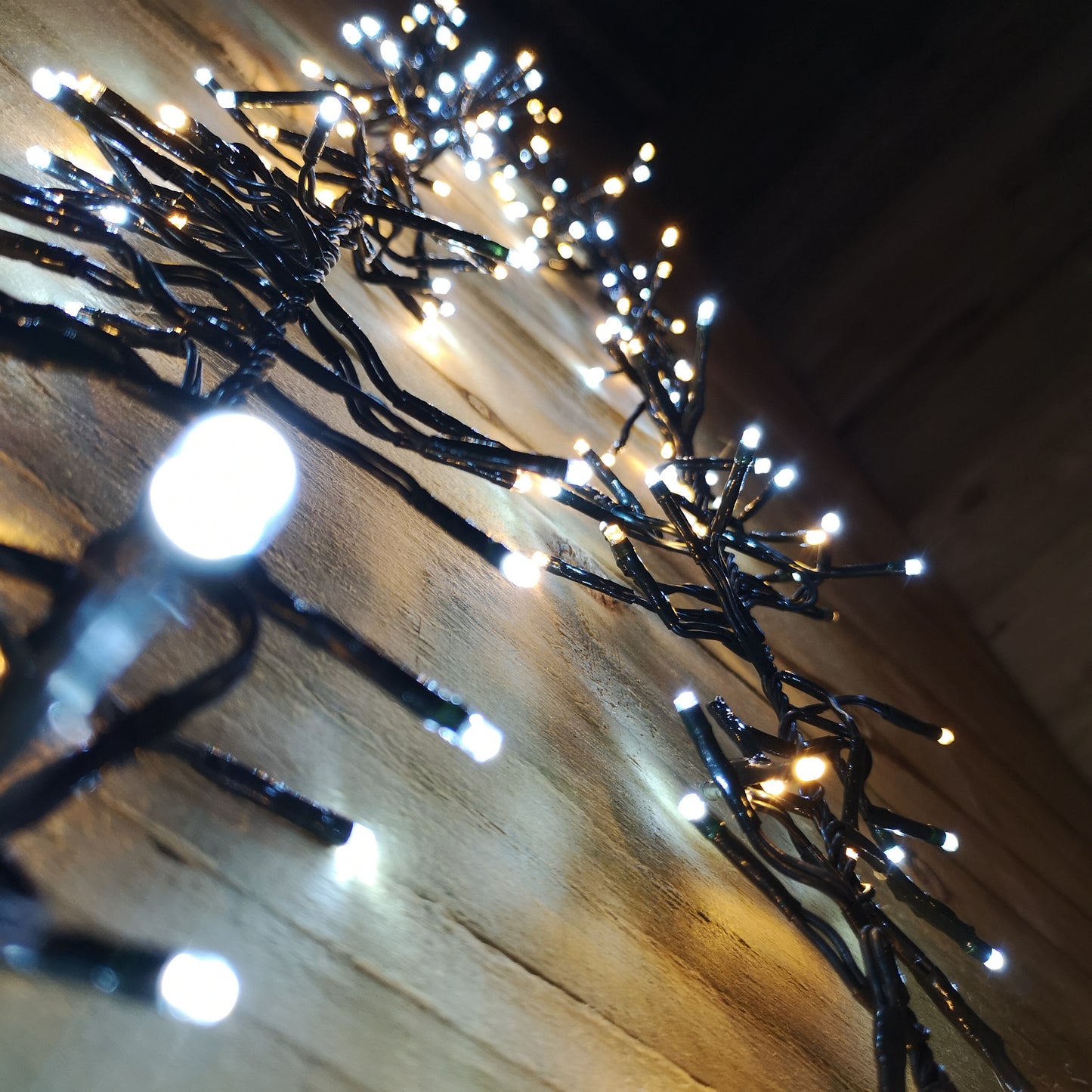 37.5m 3000 LED Christmas Cluster Multi-Action String Lights with Timer in White & Warm White