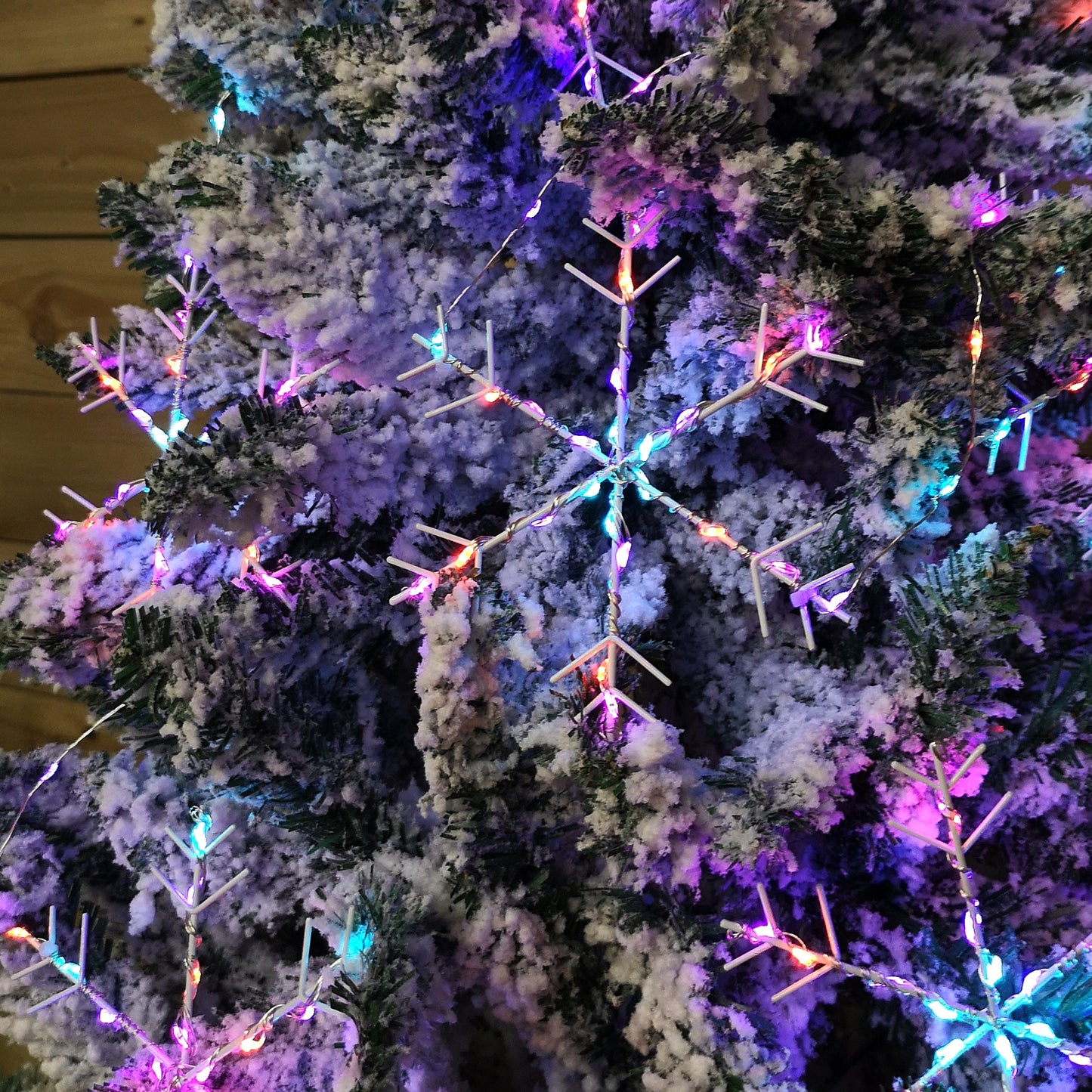 2.6m Set of 10 Snowflake Curtain Lights 258 Rainbow LEDs MicroBrights String Lights