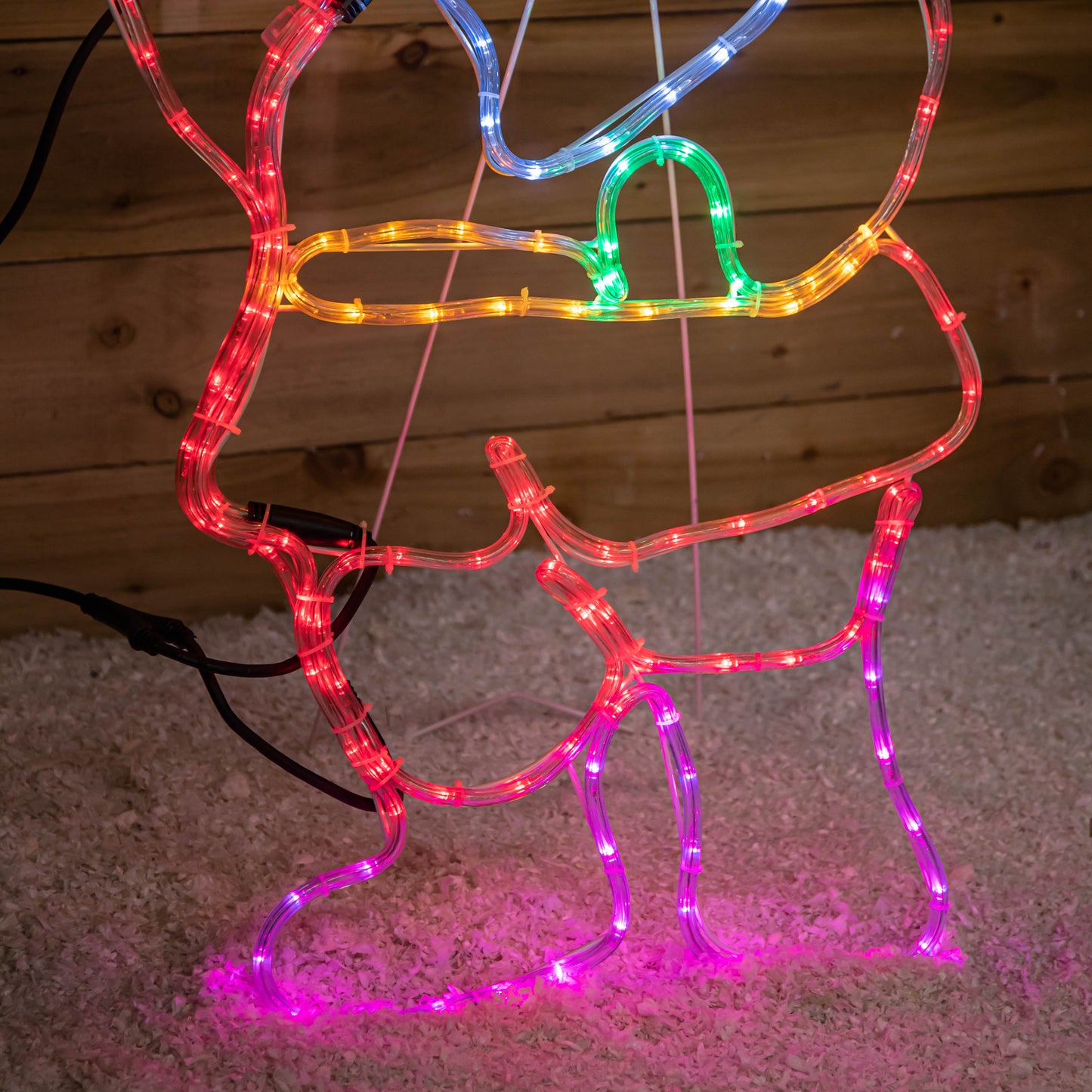 92cm Standing Santa Christmas Rope Light with 192 Static & Flashing Multi-Coloured LEDs