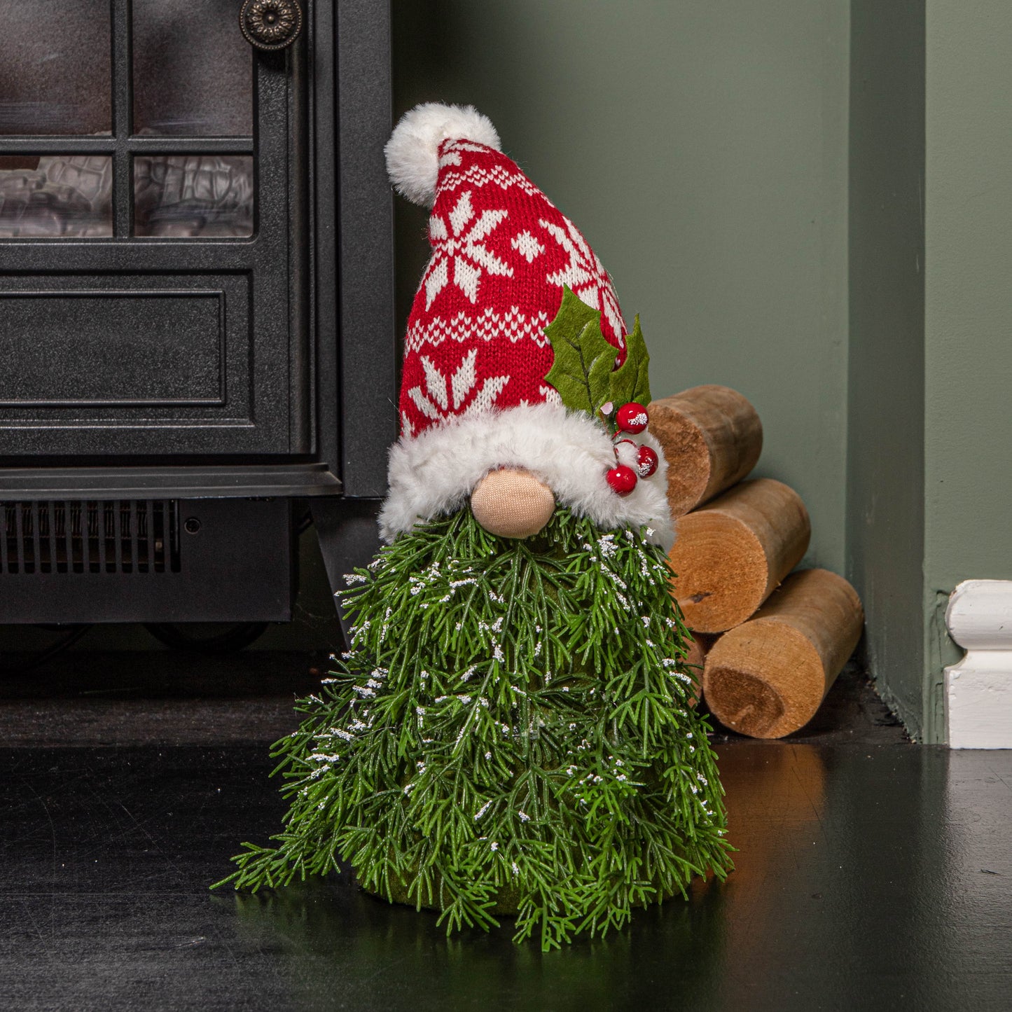 31cm Red and White Christmas Tree Sitting Gonk with Snowflake Hat