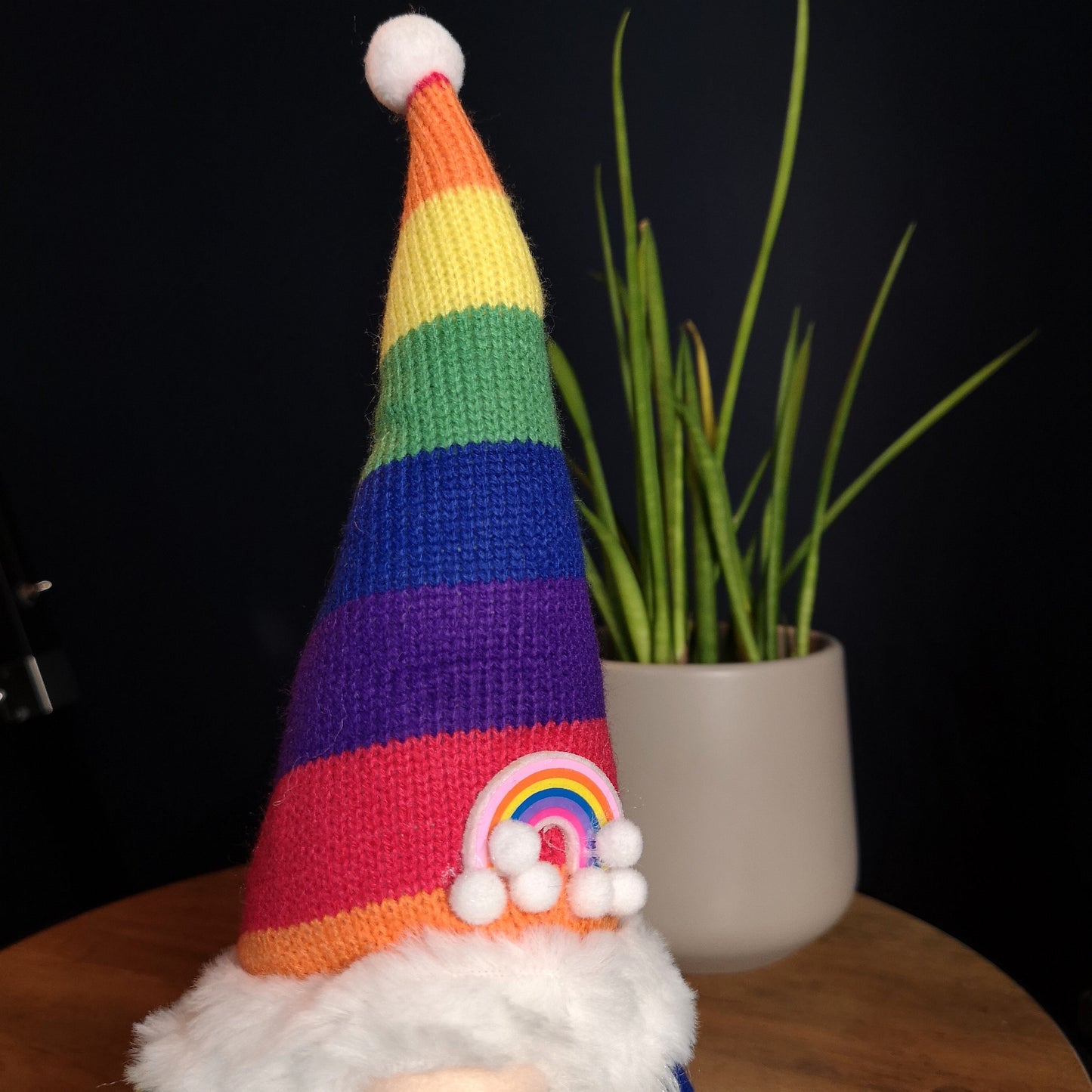 47cm Rainbow Plush Seated Christmas Gonk with Dangly Legs Decoration