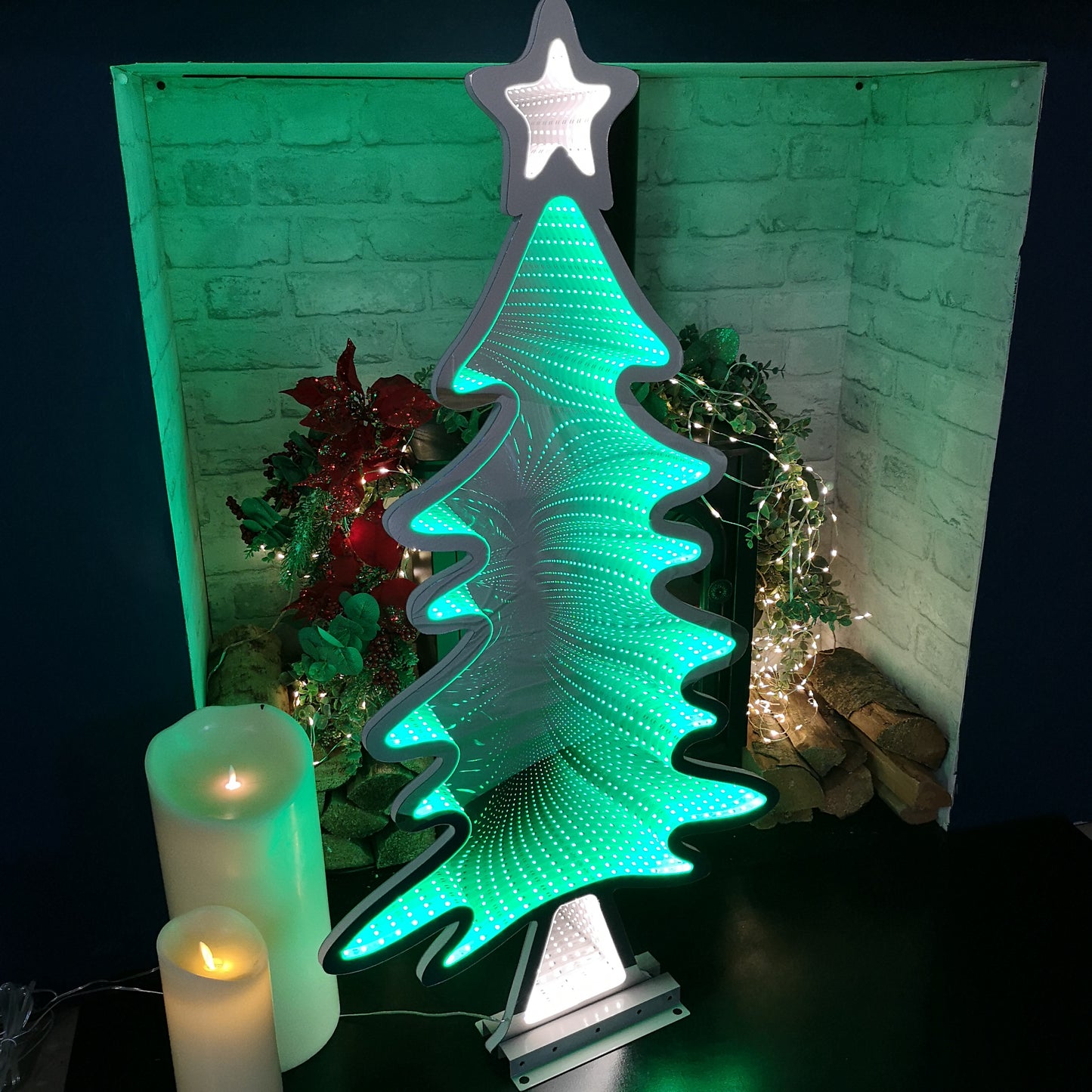 95cm Green Standing LED Infinity Christmas Tree Decoration with Metal Base