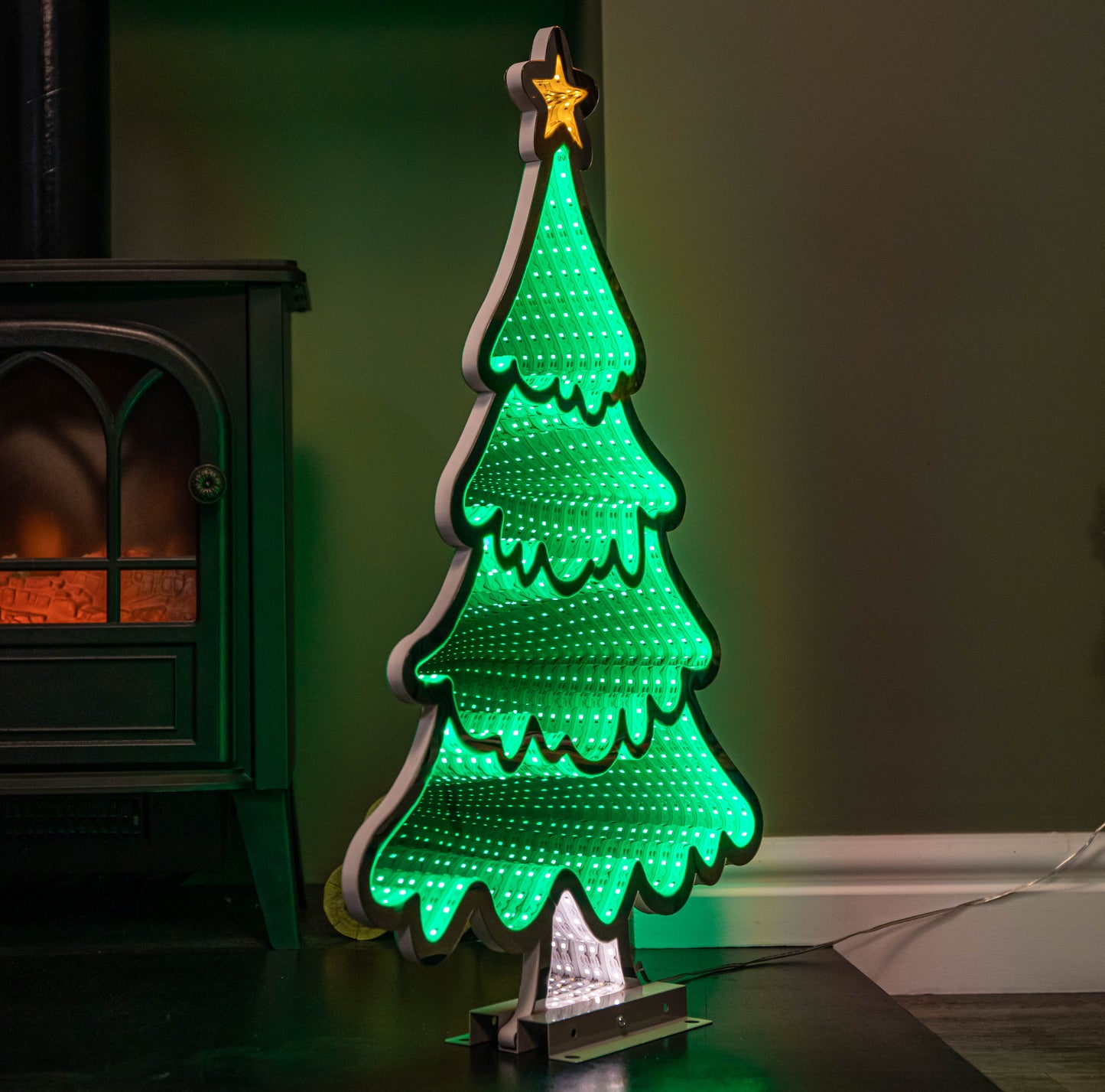 60cm Infinity Standing Christmas Tree on Metal Base with Green LEDs