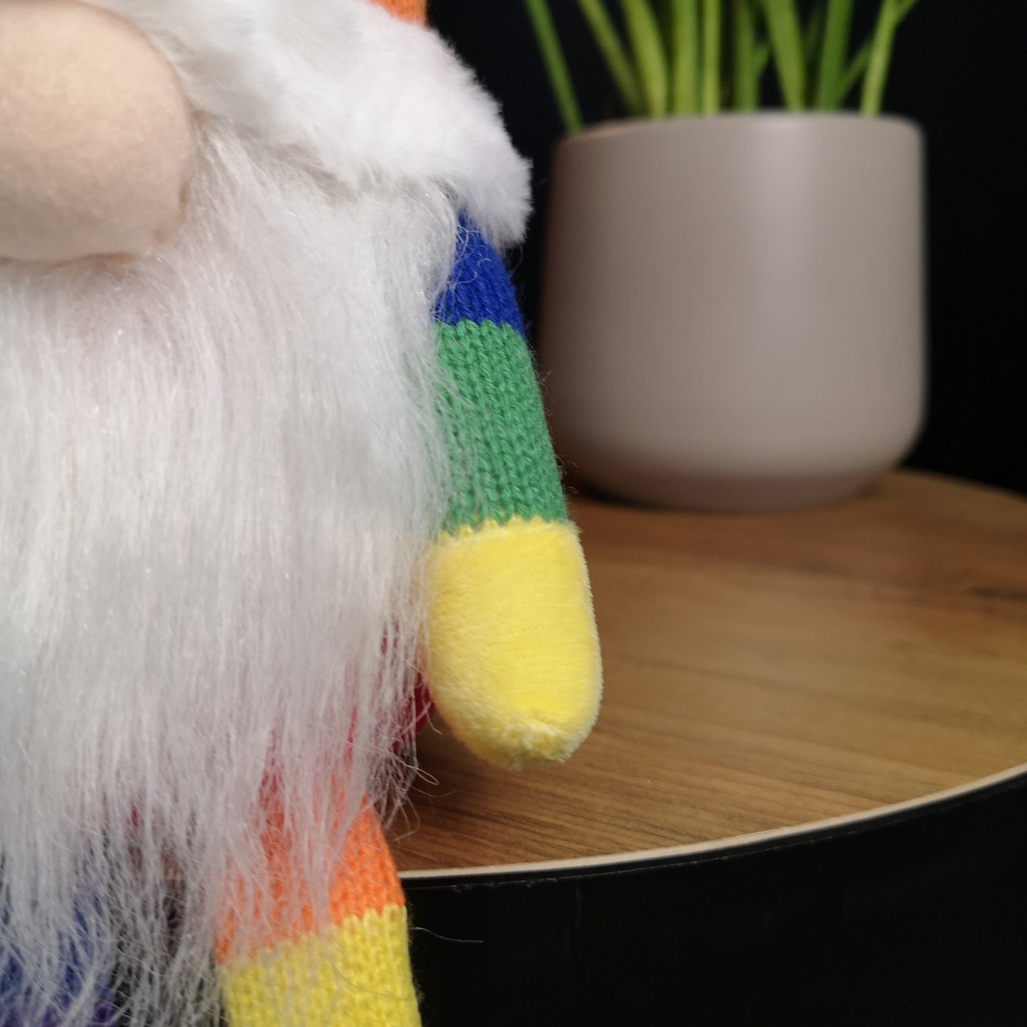 47cm Rainbow Plush Seated Christmas Gonk with Dangly Legs Decoration