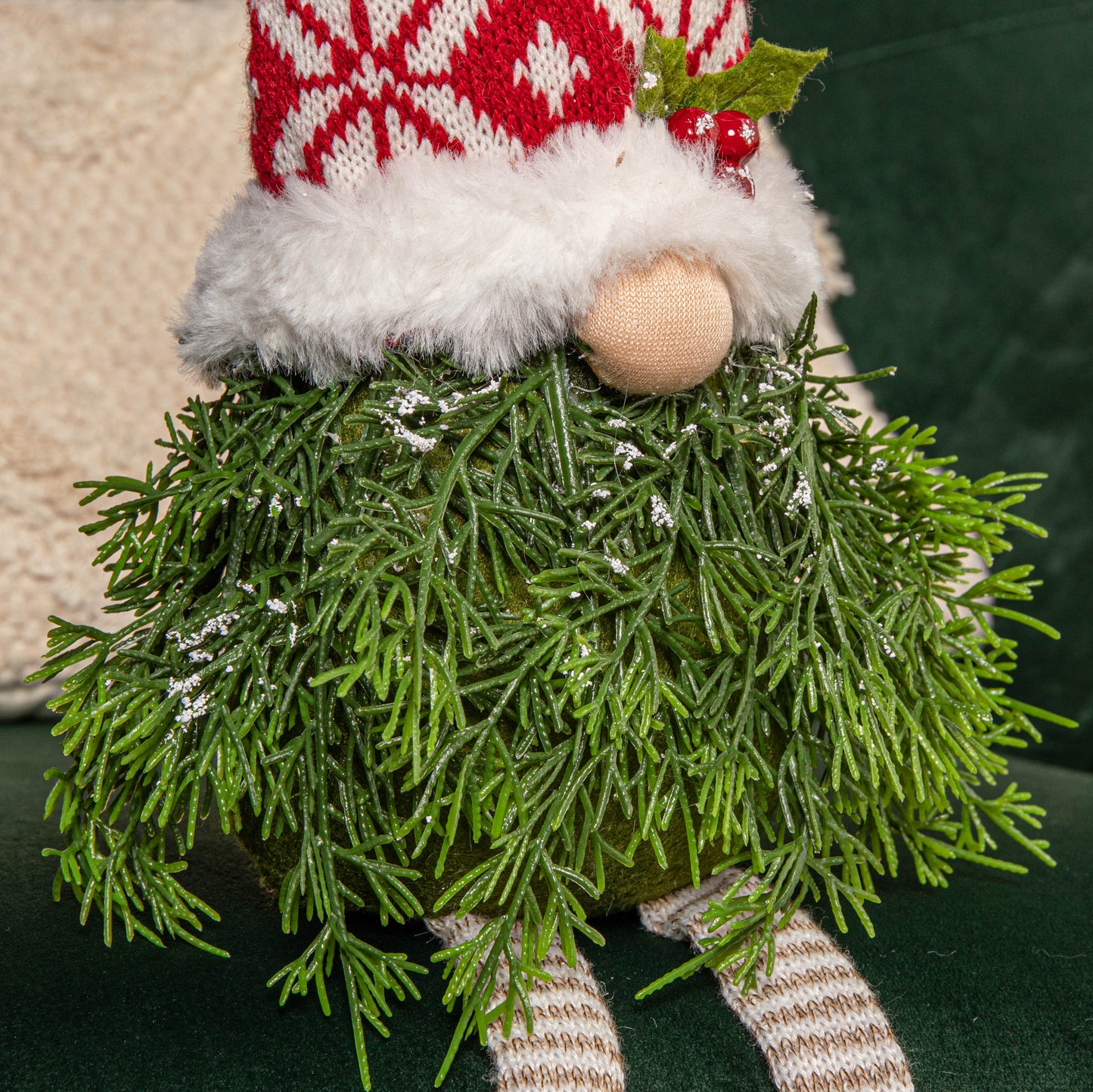 48cm Red and White Christmas Tree Sitting Gonk with Dangly Legs and Snowflake Hat