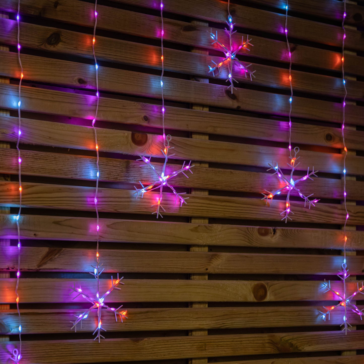 1.2m x 1.2m FlexiBrights Christmas Snowflake Curtain Lights with 267 Rainbow LEDs