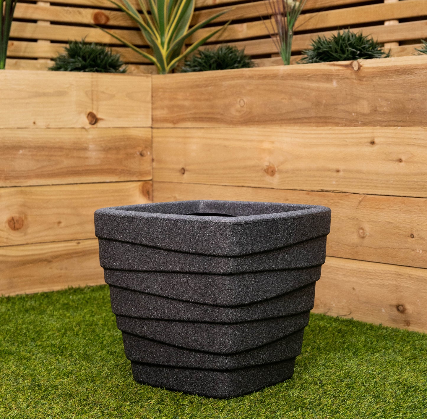 31cm Small Square Dark Grey Garden Patio Trojan Plant pot