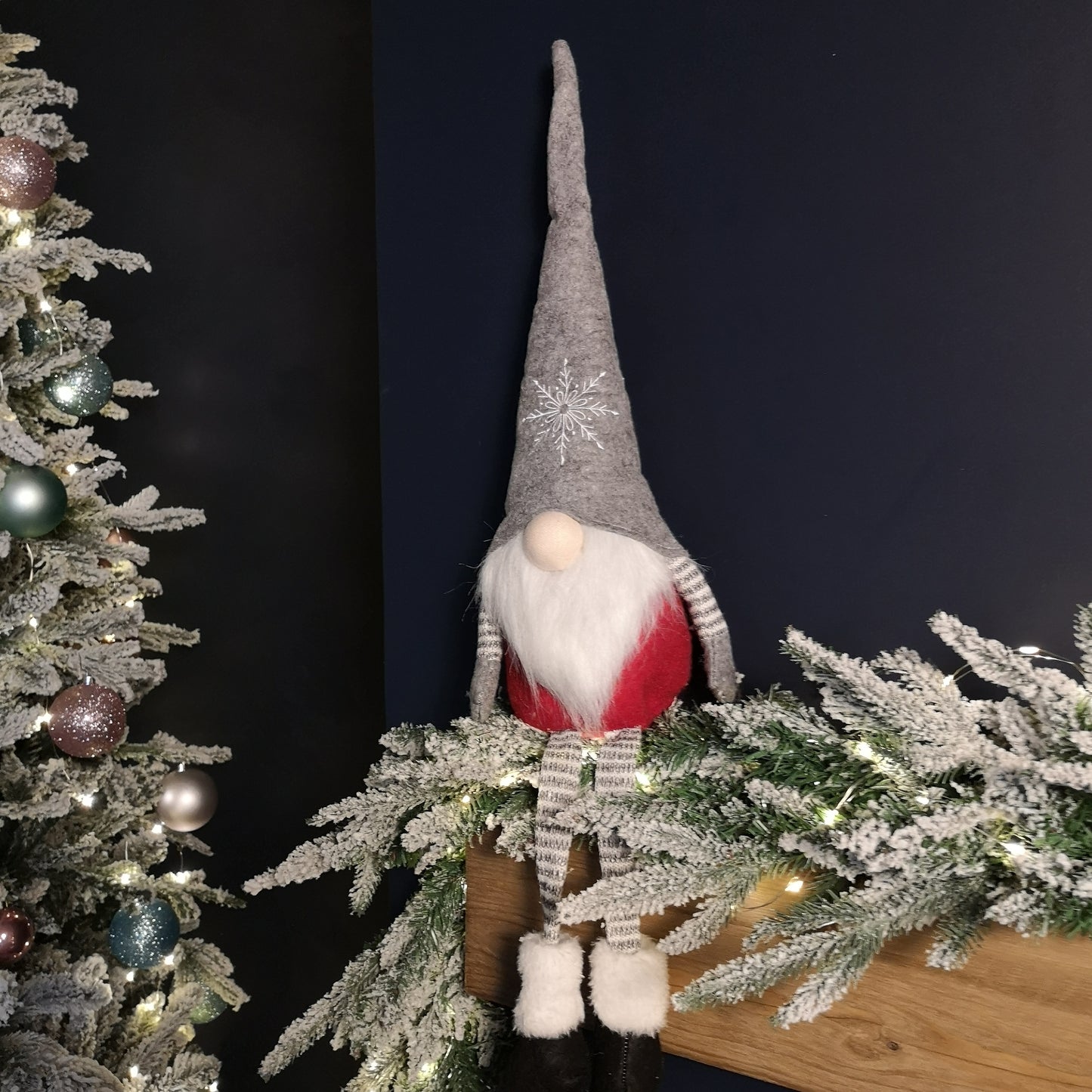 74cm Christmas Sitting Bearded Gonk with Dangly Legs in Grey Hat