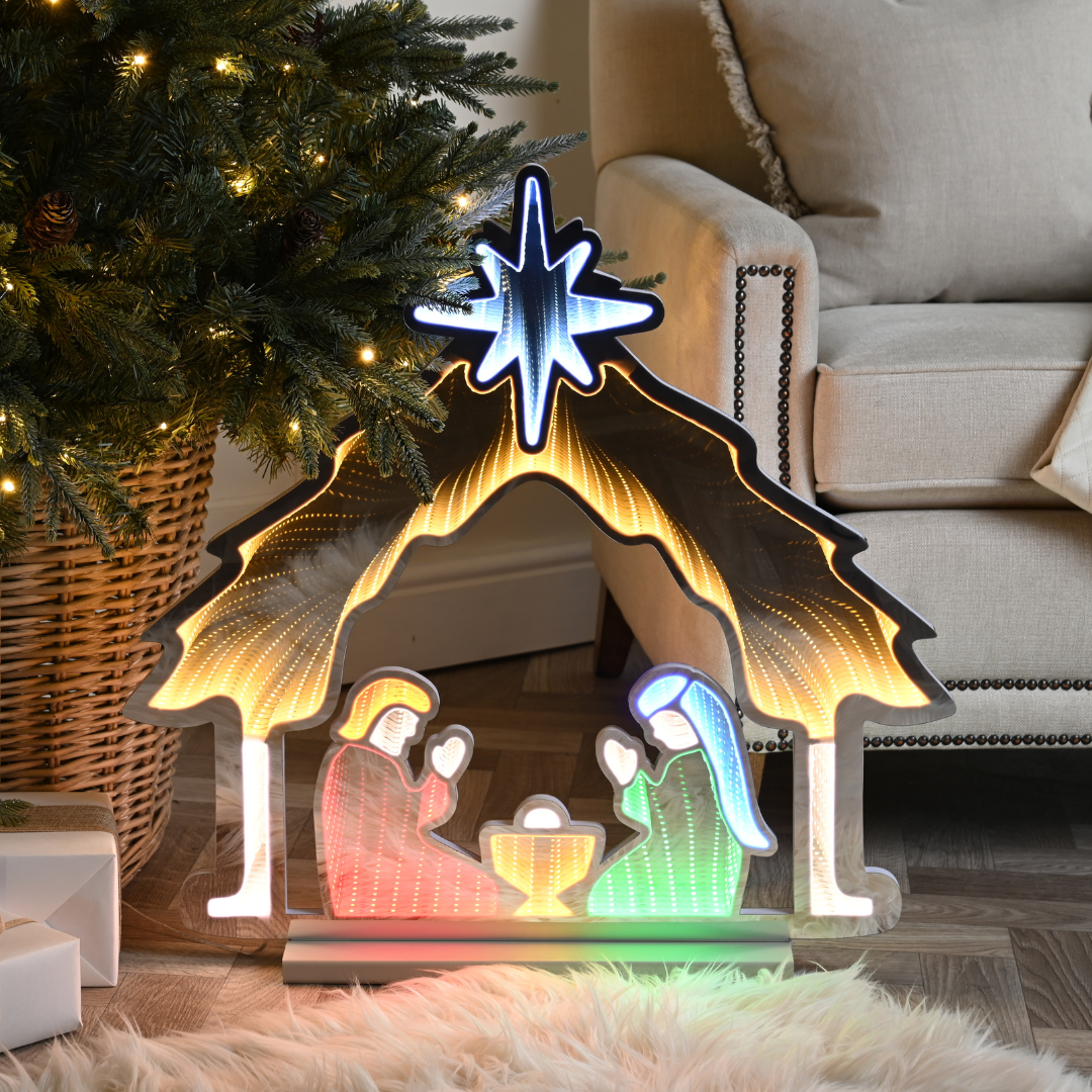 65cm Light up Nativity Scene Infinity Christmas Decoration with Multi-Coloured LEDs