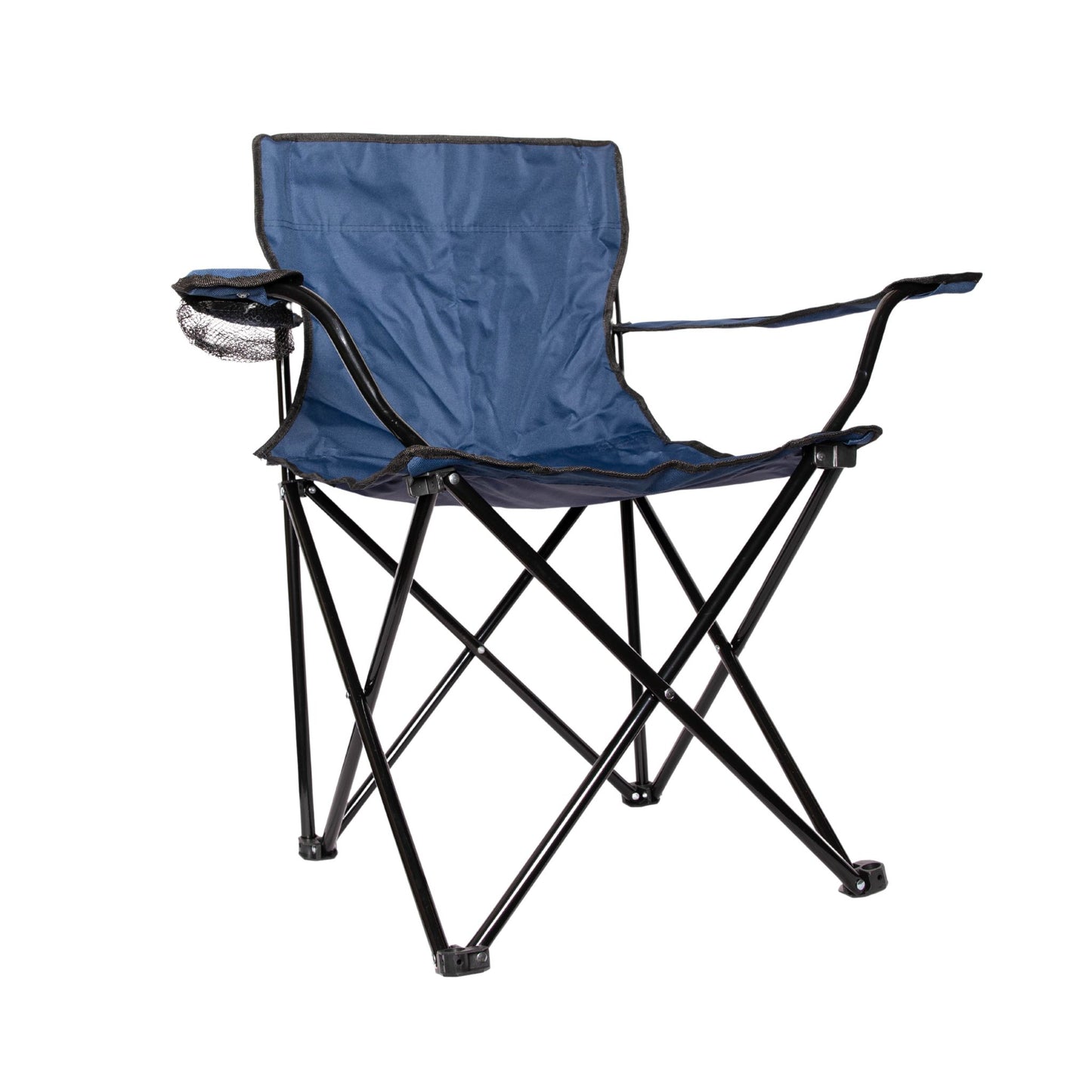 Blue Folding Canvas Camping / Festival / Outdoor Chair with Arms and Cup Holder