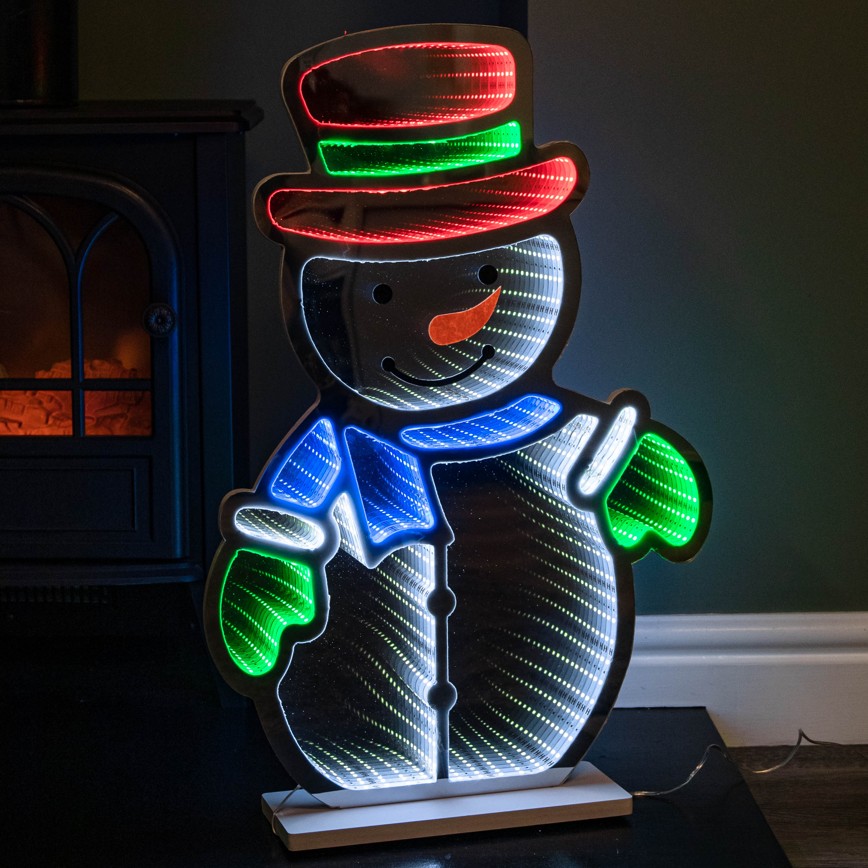 60cm Light up Snowman Infinity Christmas Decoration with Multi-Coloured LEDs