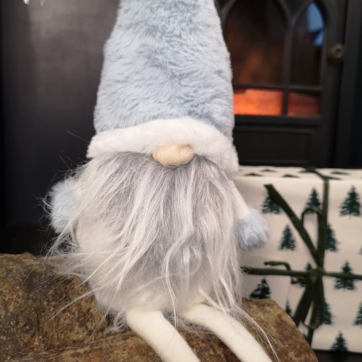 48cm Pastel Blue Plush Sitting Christmas Gonk with Dangly Legs Decoration