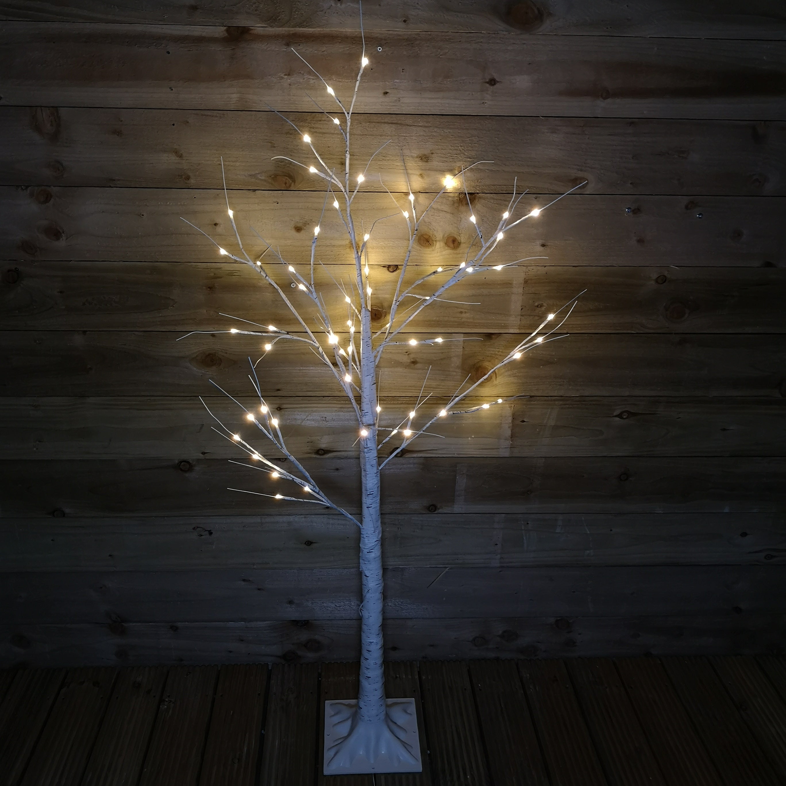 1.5m (5ft) Indoor Outdoor Christmas Lit Birch Tree with 64 Warm White LEDs