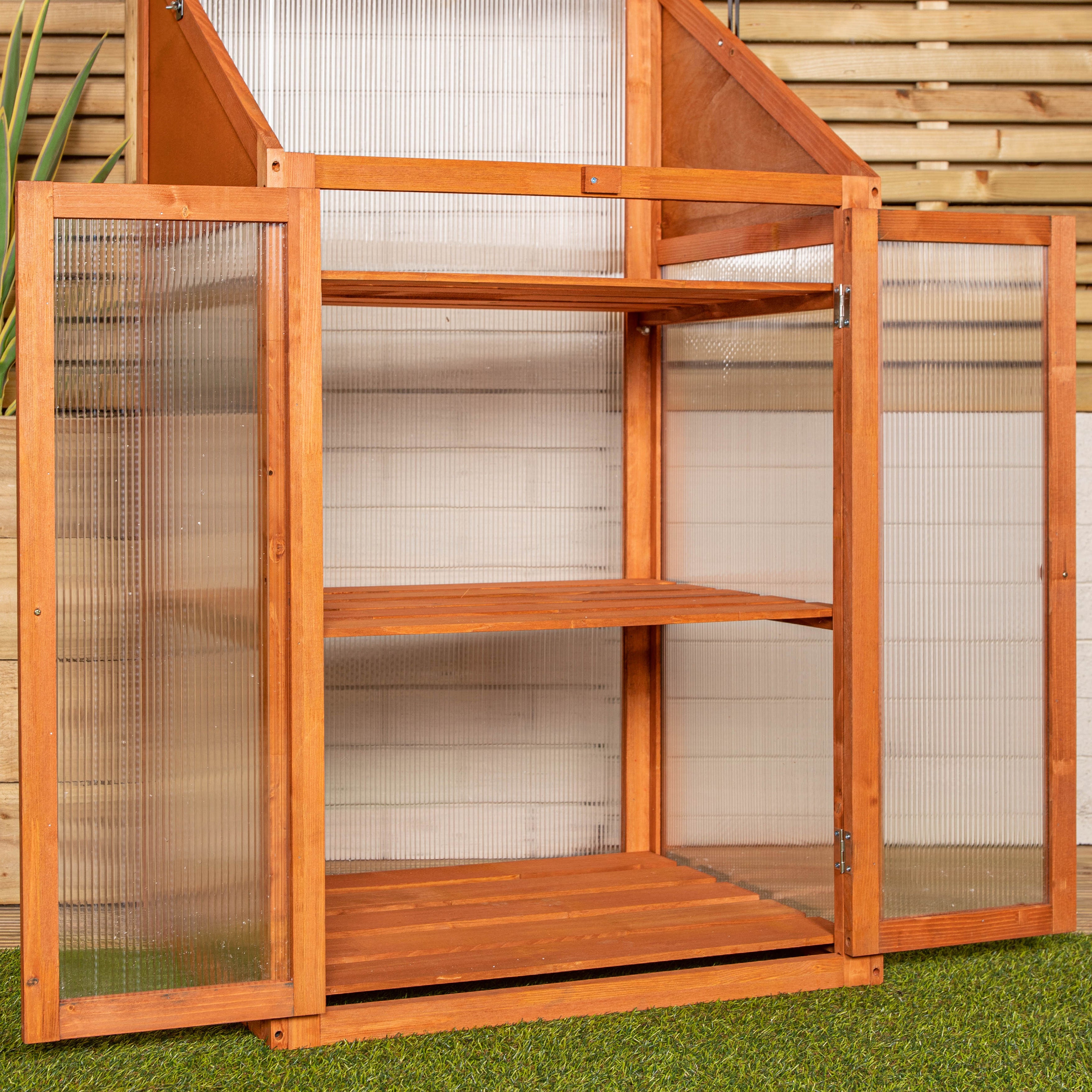 Samuel Alexander Wooden Mini Greenhouse Cold Frame - Small Greenhouse H120 x W69 x D49cm