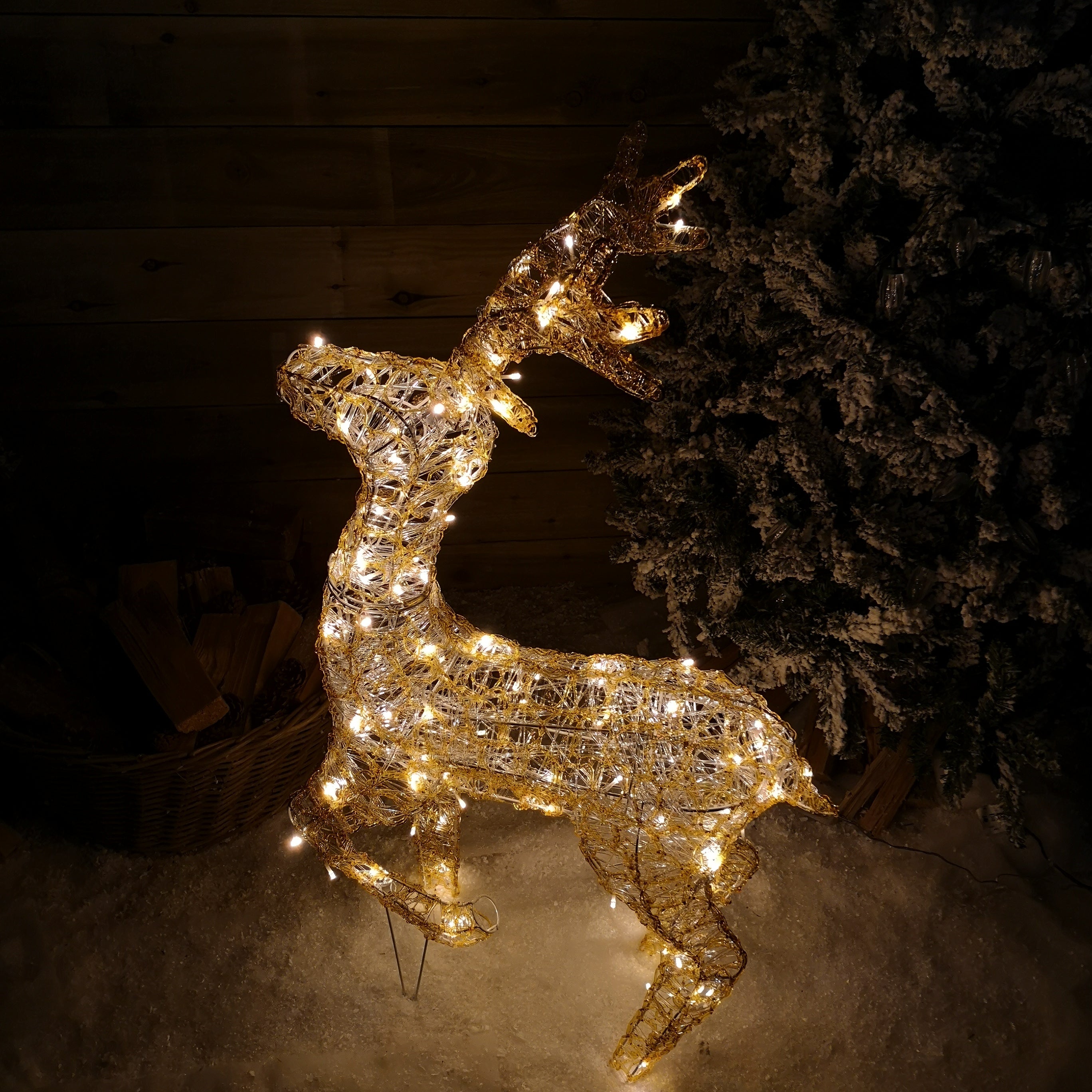 1.05m LED Indoor Outdoor Acrylic Standing Reindeer Christmas Decoration in Warm White