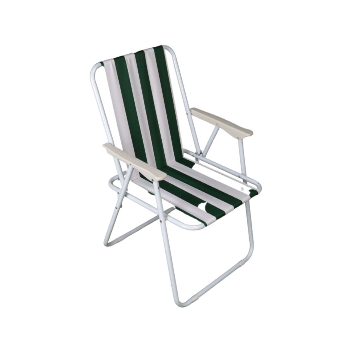 2 Pack of Folding Camping / Picnic Chair in Green and White Garden Patio