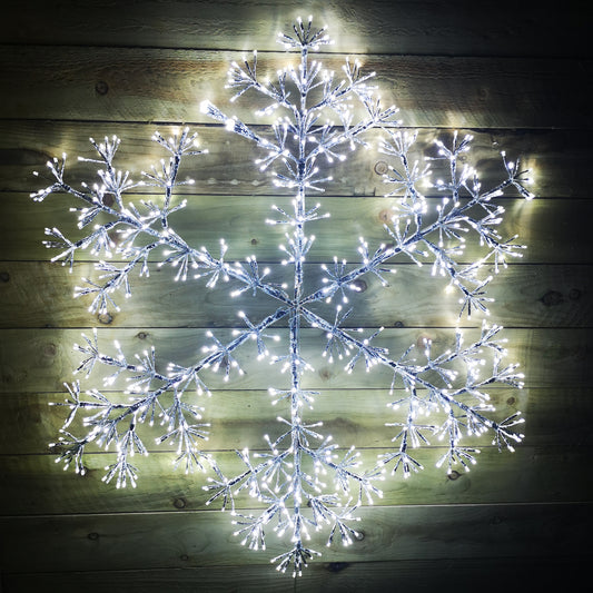 1.2m Premier Silver Starburst Christmas Snowflake 960 White LEDs