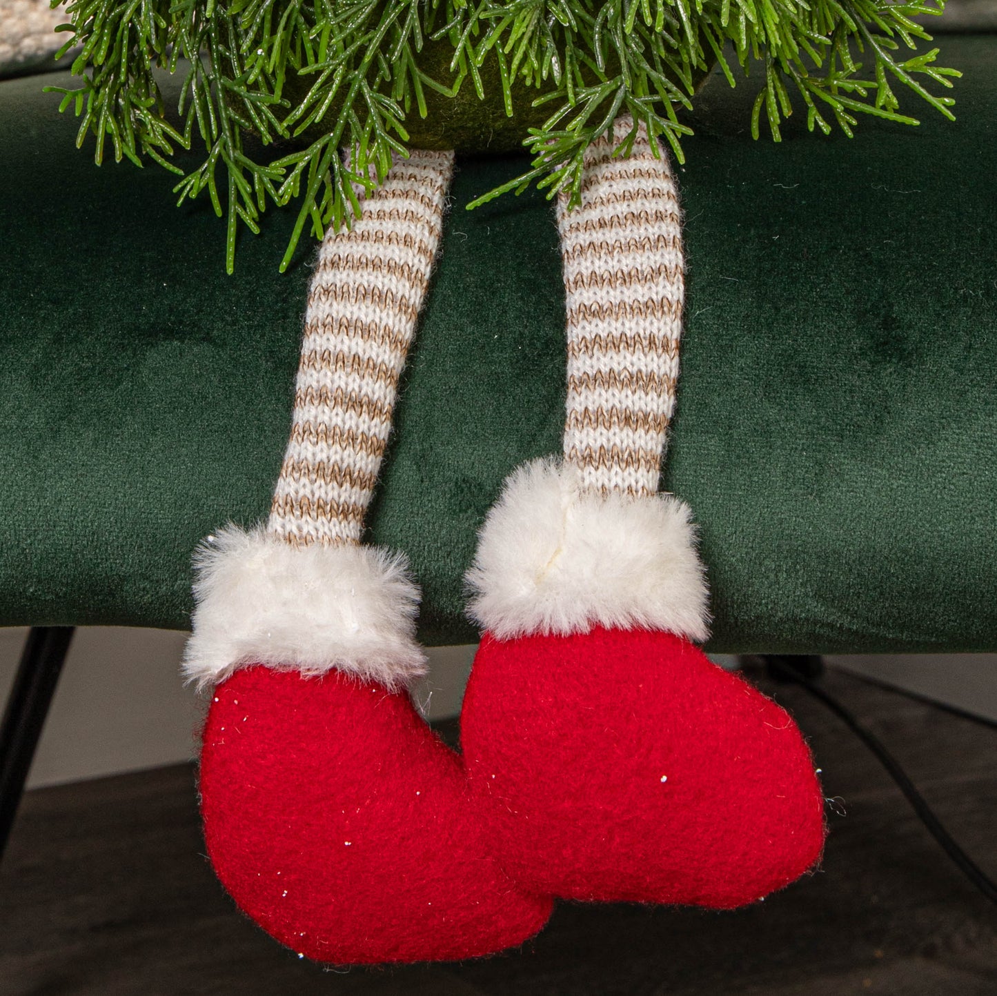 48cm Red and White Christmas Tree Sitting Gonk with Dangly Legs and Snowflake Hat