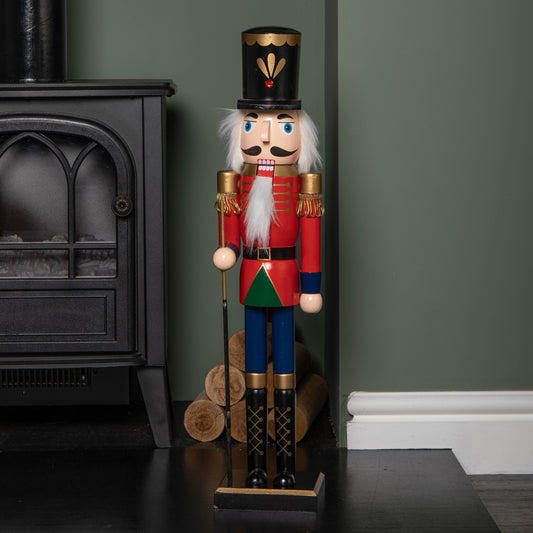 60cm Christmas Nutcracker Wooden Soldier Decoration - Red Jacket Blue Trousers