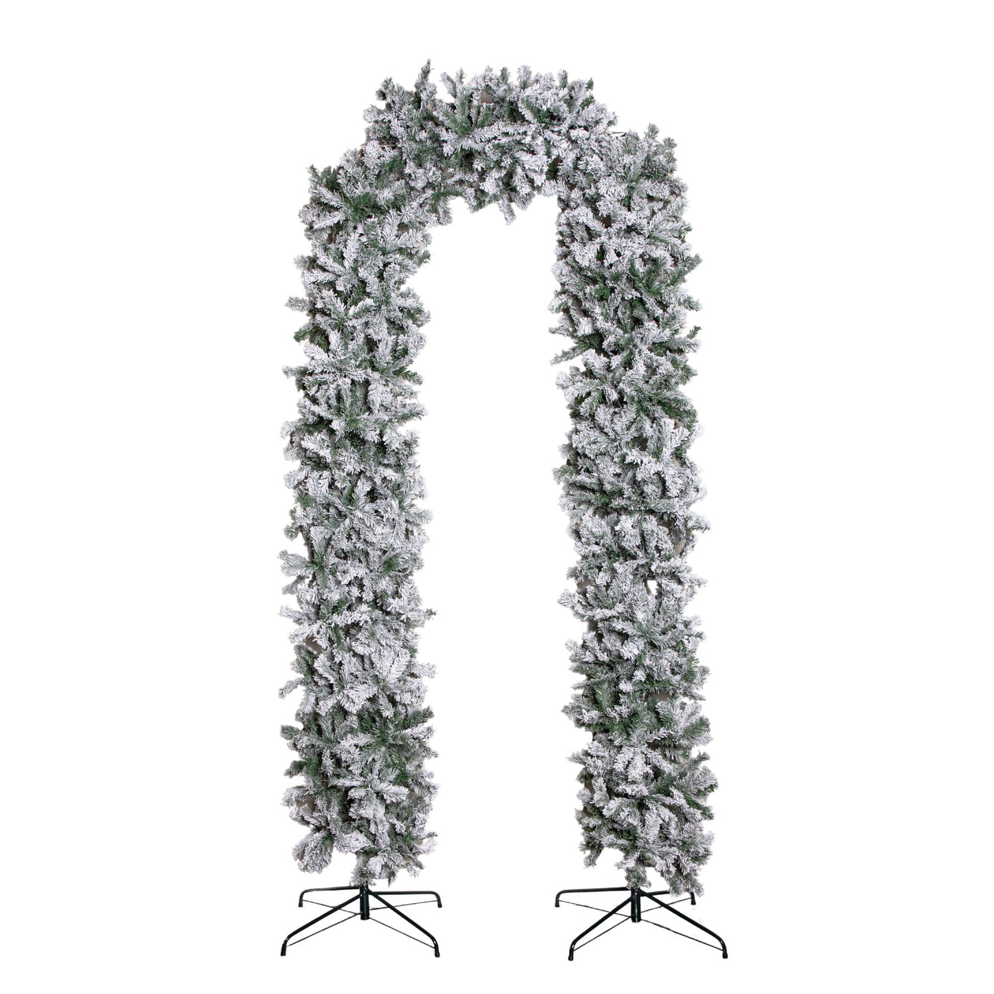 8ft (2.52m) Slimline Single Door Artificial Snow Flocked Christmas Tree Arch in Green with 2000 Tips