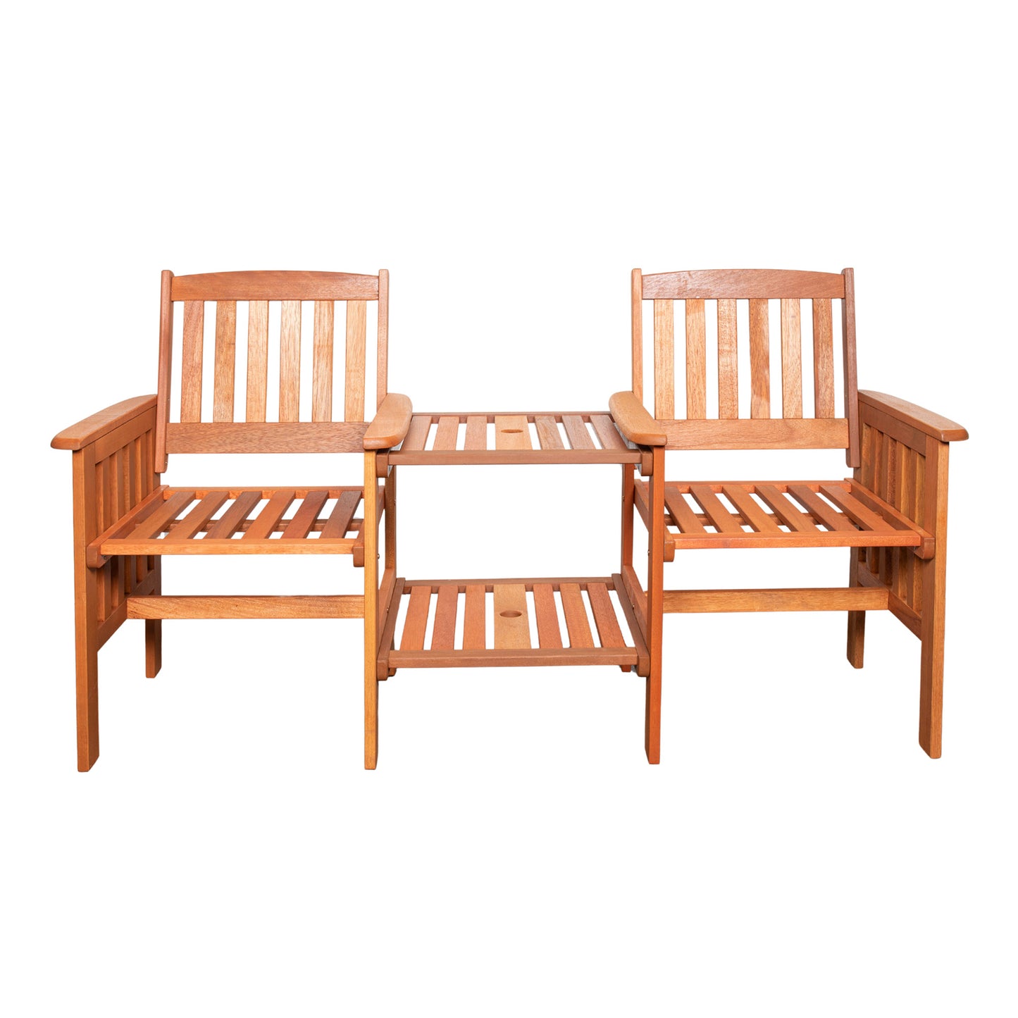 2 Person Wooden Garden Bench Love Seat & Table Garden Furniture