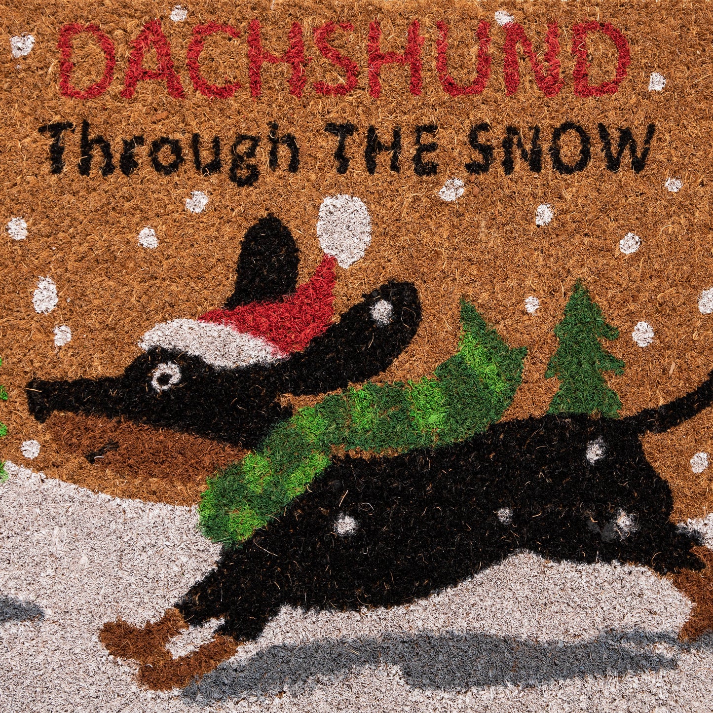 60cm x 40cm Brown Christmas Dashing Dachshund Dog Doormat 