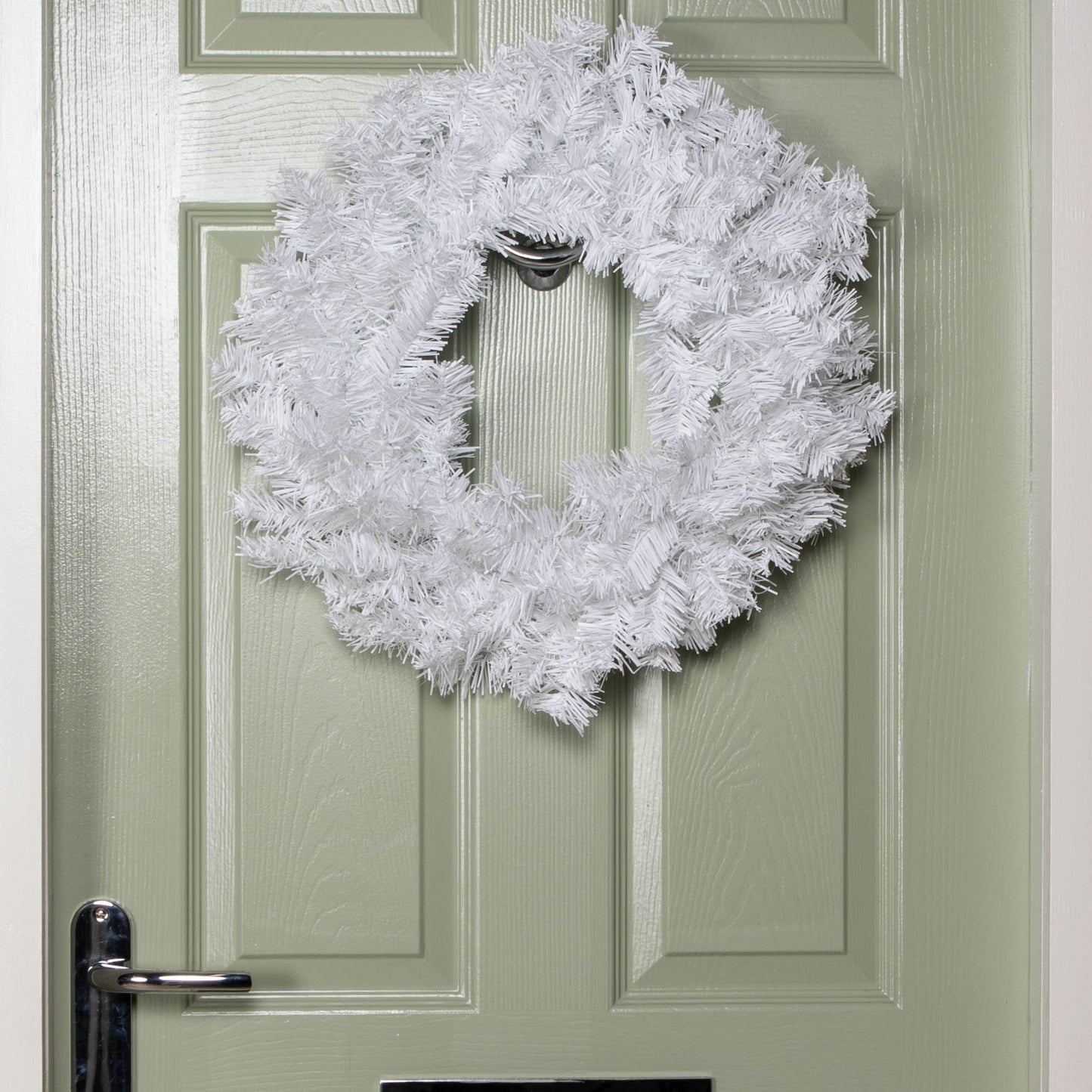 50cm Hanging Plain White Christmas Wreath with PVC Branches