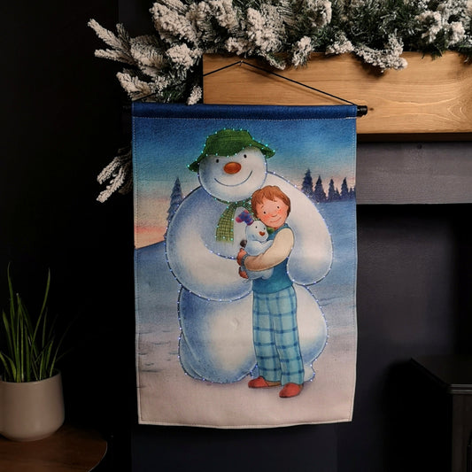 Battery Operated 60cm x 40cm Light up The Snowman and Snowdog Hanging Christmas Wall Art