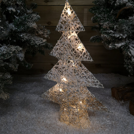 50cm Warm White Battery Operated LED White and Gold Tree Silhouette Christmas Decoration