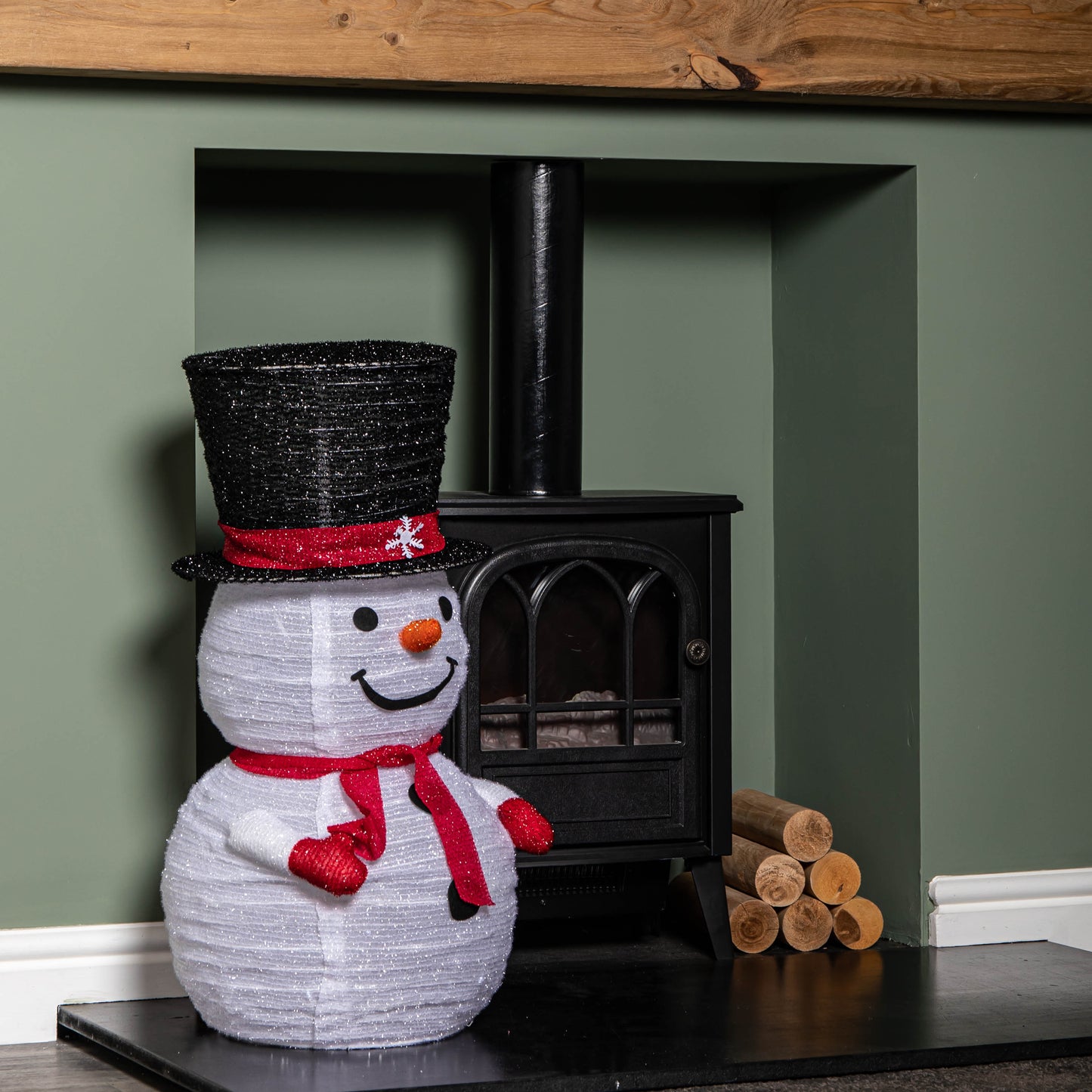 70cm Battery Operated Pop up Christmas Snowman with Static & Flashing White LEDs