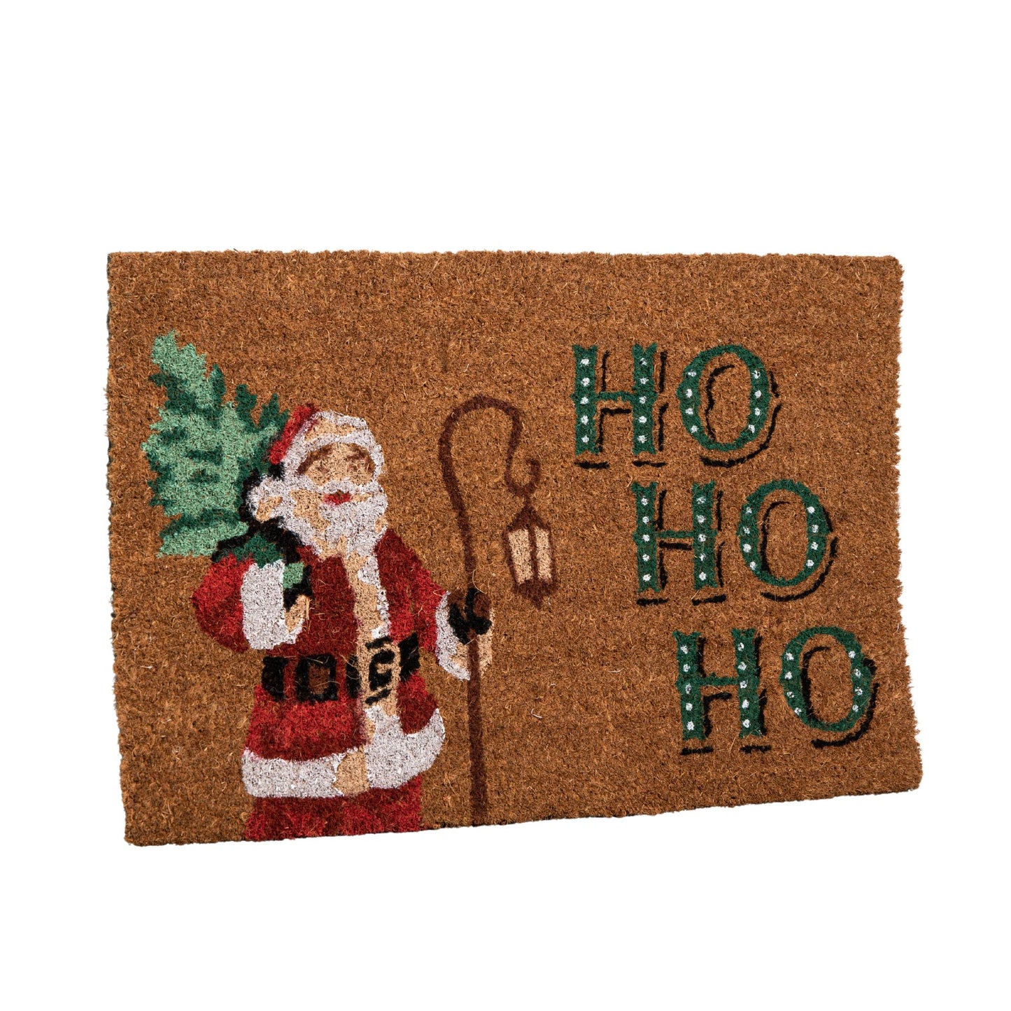 60cm x 40cm Brown Christmas Ho Ho Ho Doormat with Santa