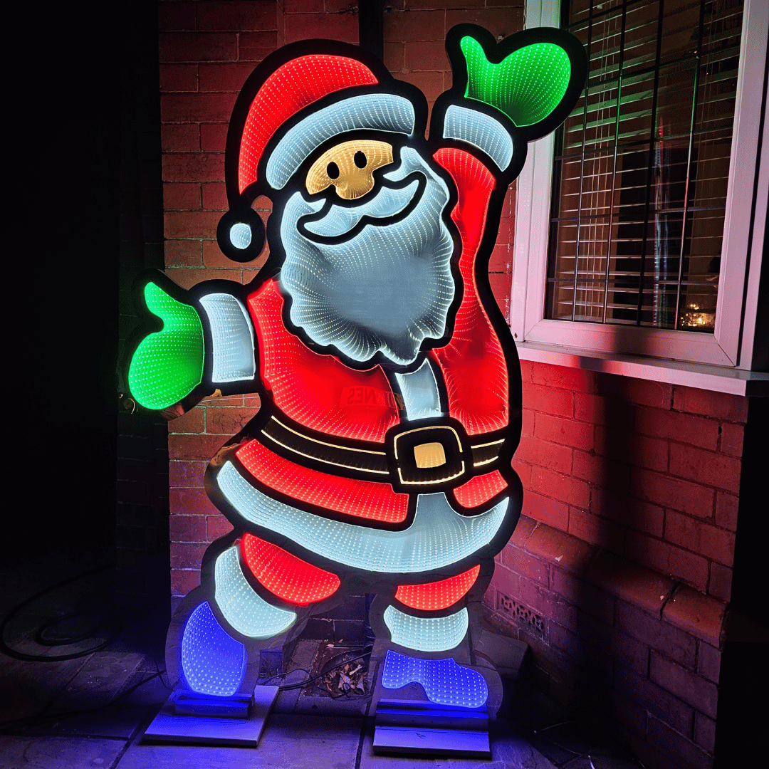 6ft (1.8m) Tall Light up Santa Christmas Infinity Decoration with Multi-Coloured LEDs