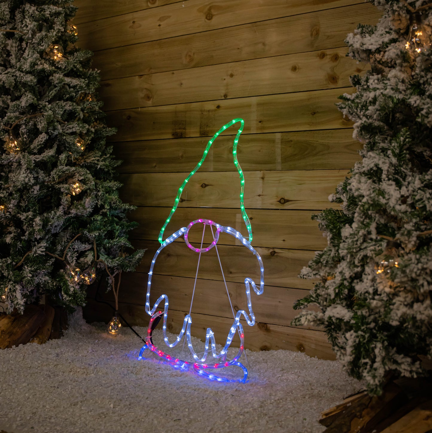 91cm Standing Christmas Gnome Rope Light with 132 Static & Flashing Multi-Coloured LEDs