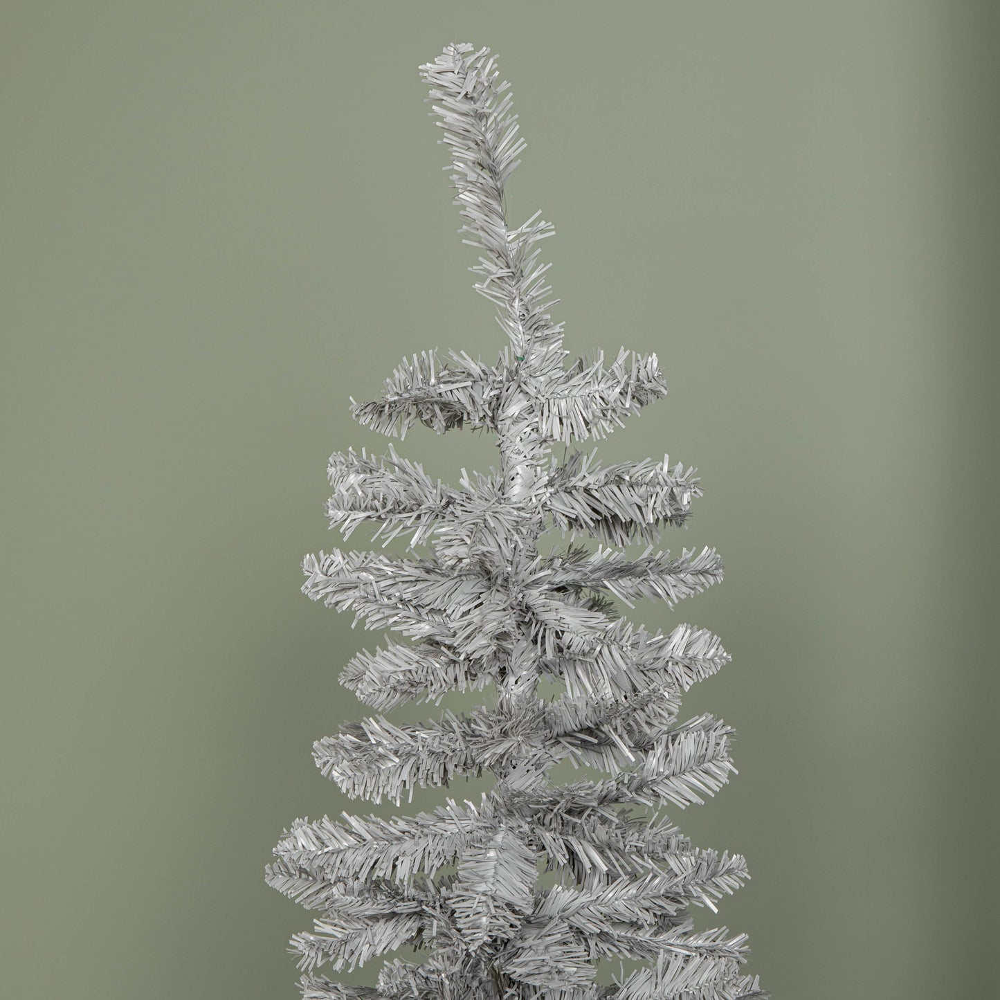 5ft (1.5m) Grey Artificial Pencil Christmas Tree With Green Metal Stand and 236 Tips