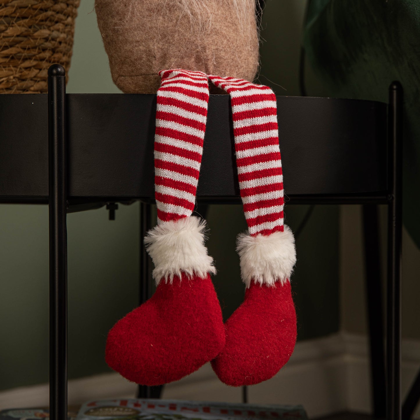 53cm Red and White Sitting Gonk with Mushroom Hat and Dangly Legs