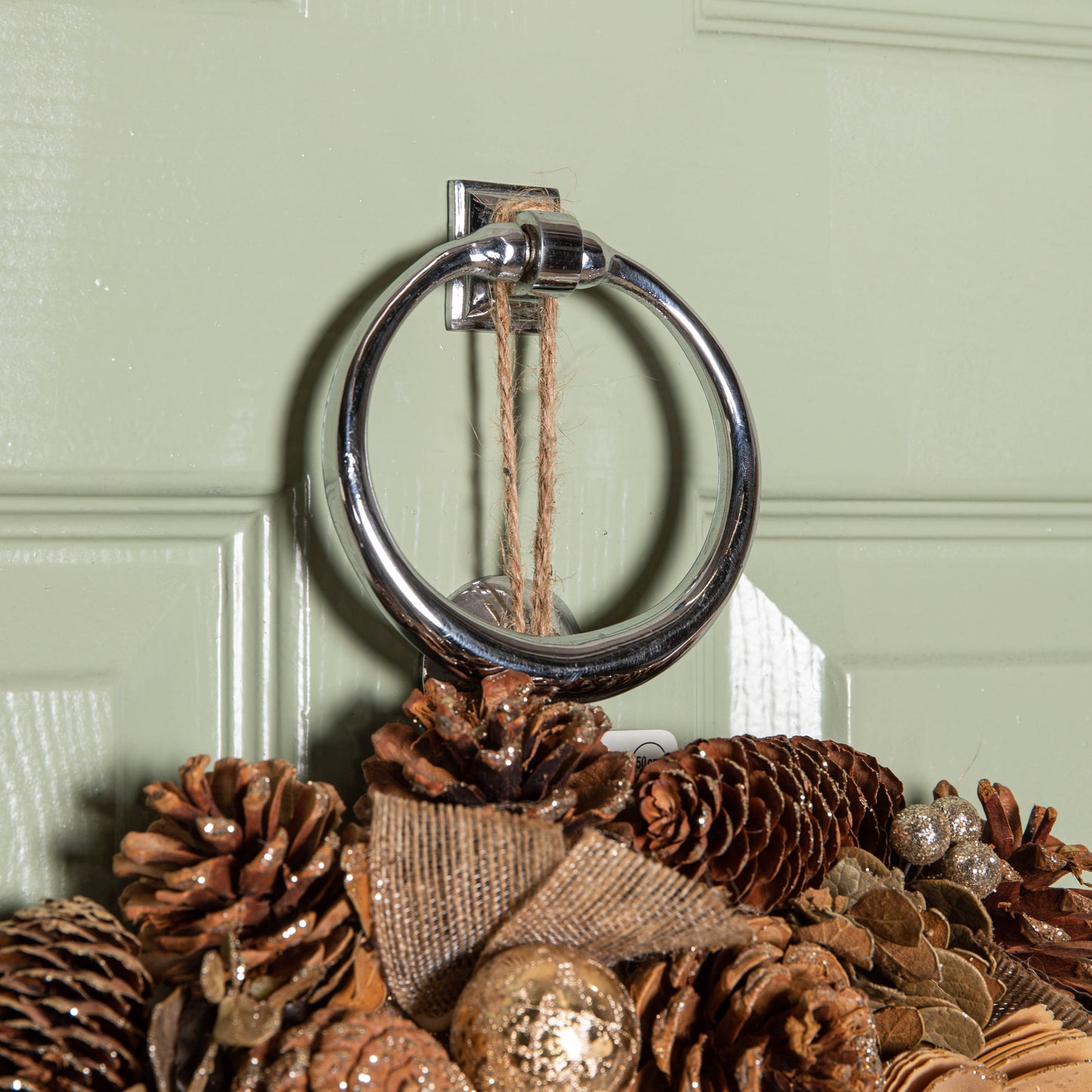 50cm Hanging Christmas Gold Fest Wreath with Pinecones and Gold Berries