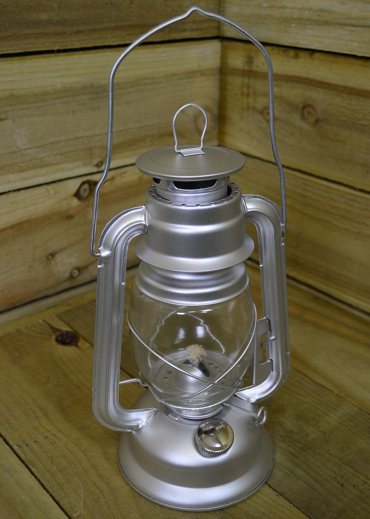 12" Paraffin Hurricane Camping Lantern Light - Silver