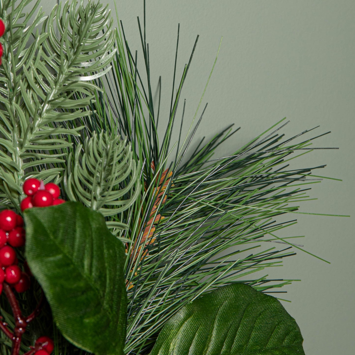 Set of 6 34cm Christmas Pick with Red Berries and Pinecones