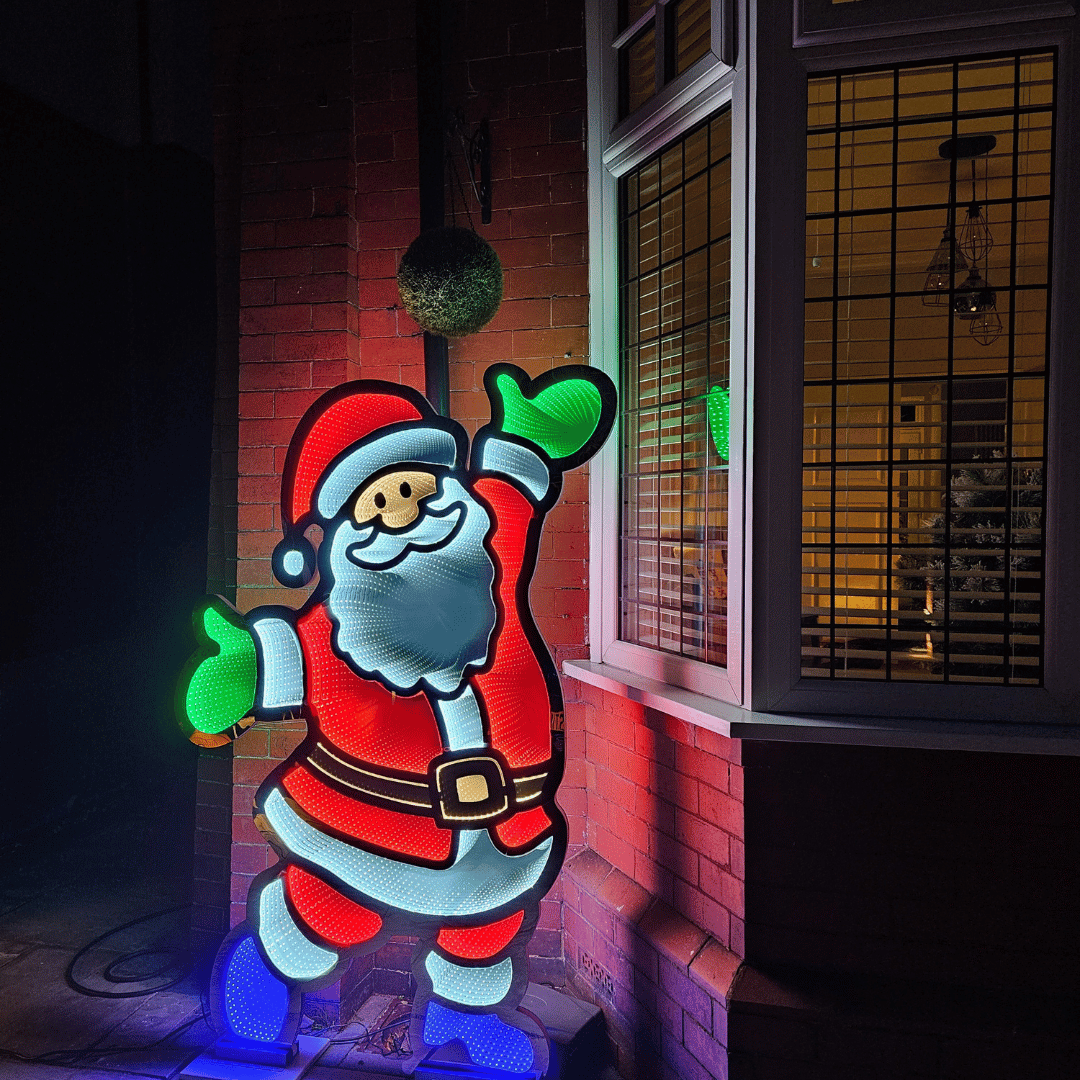 6ft (1.8m) Tall Light up Santa Christmas Infinity Decoration with Multi-Coloured LEDs