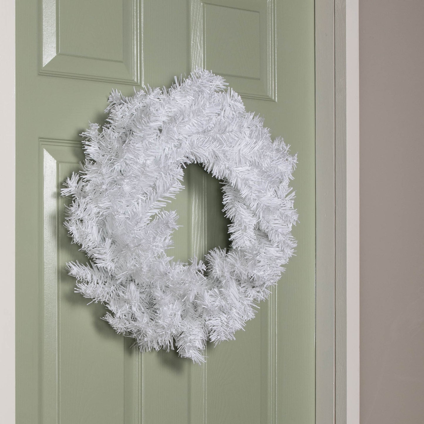 50cm Hanging Plain White Christmas Wreath with PVC Branches