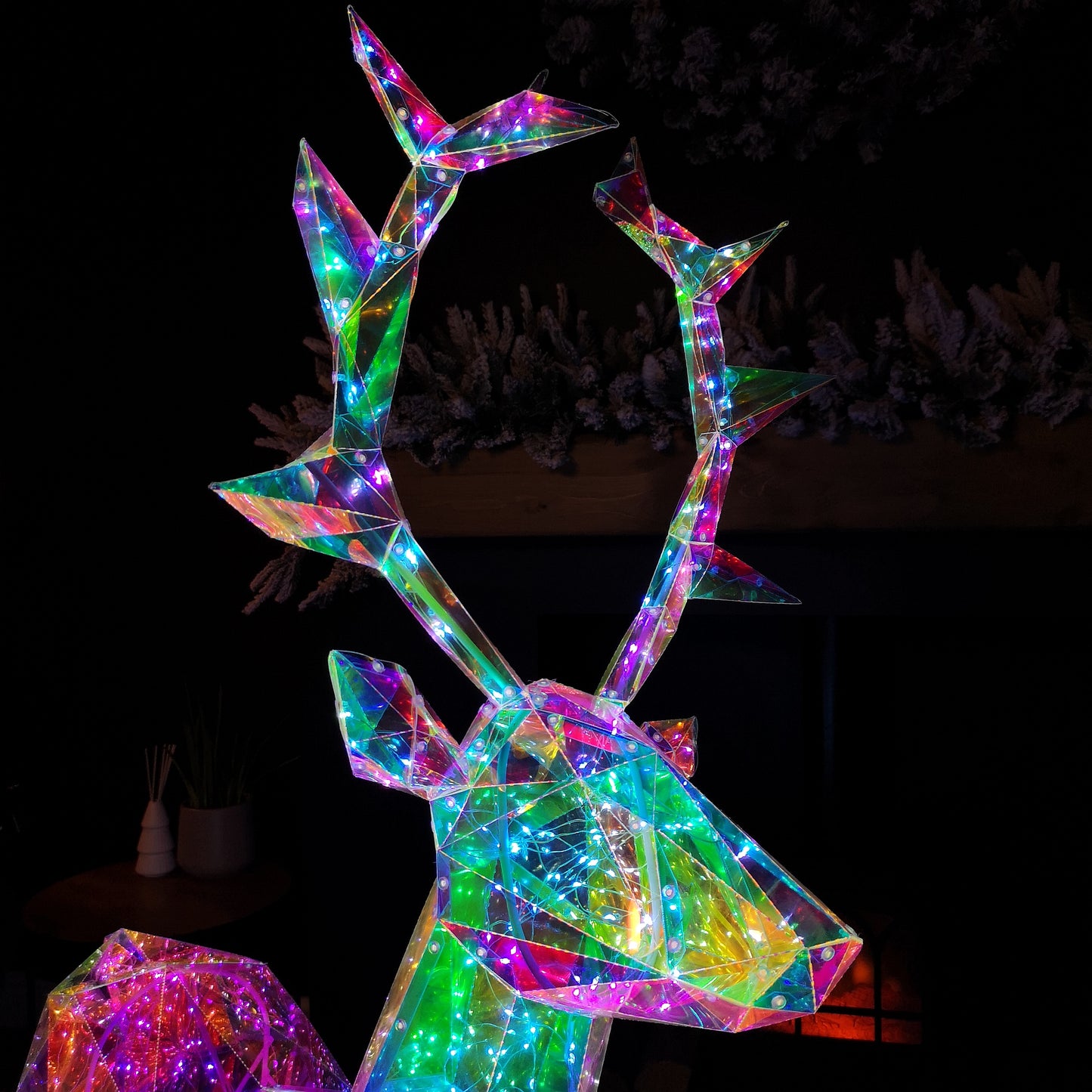 1.4m Light up Standing Iridescent Dream Christmas Stag with 600 White LEDs