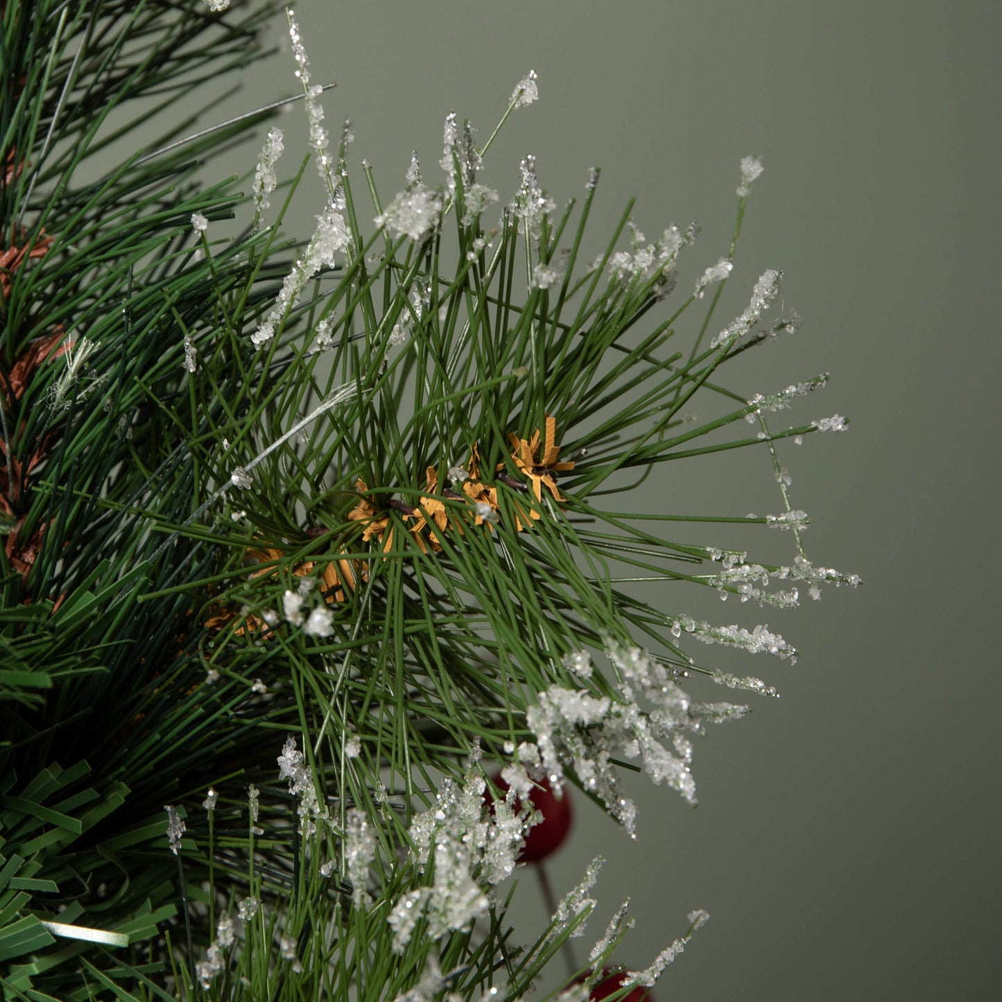 50cm Mini Christmas Tree in Burlap Base with Frosted Tips & Red Berries